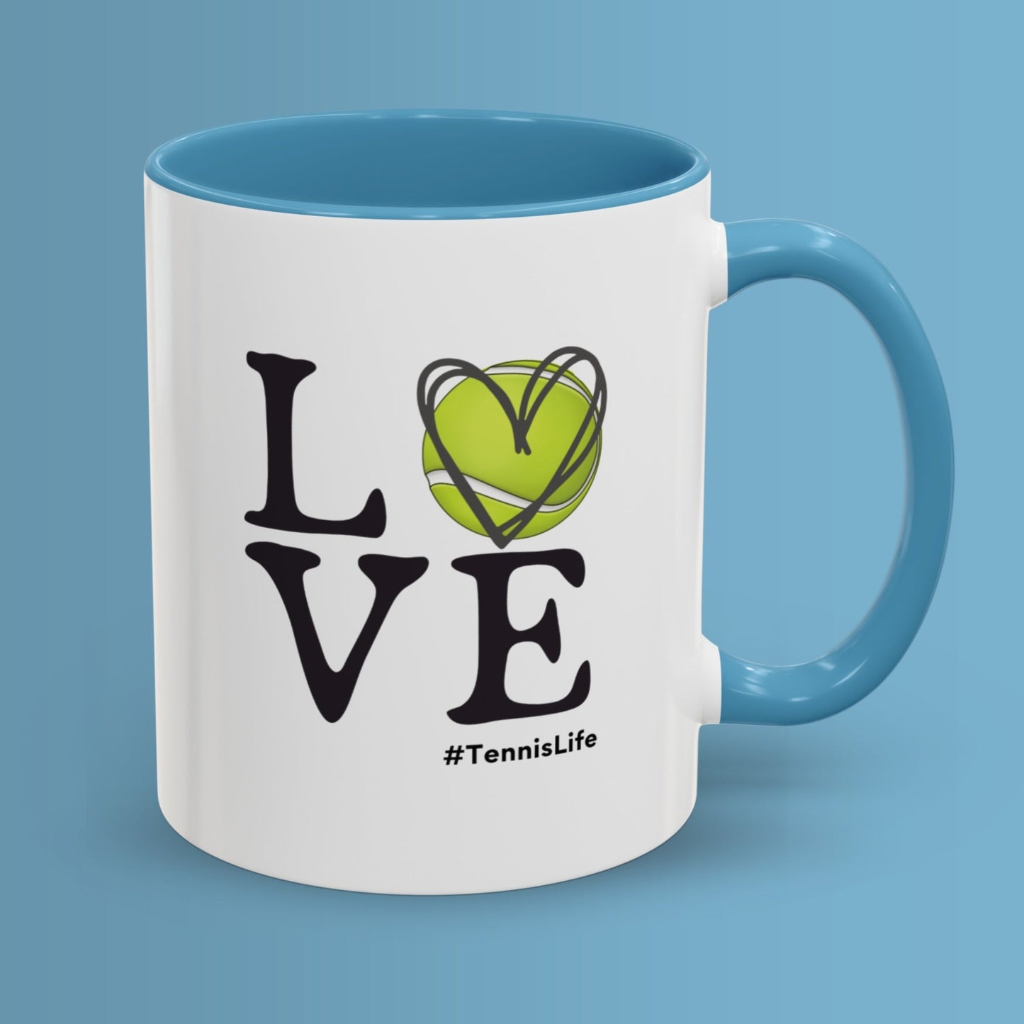 Love Tennis Coffee Mug 11oz & 15oz Heart Mug for Tennis Fans