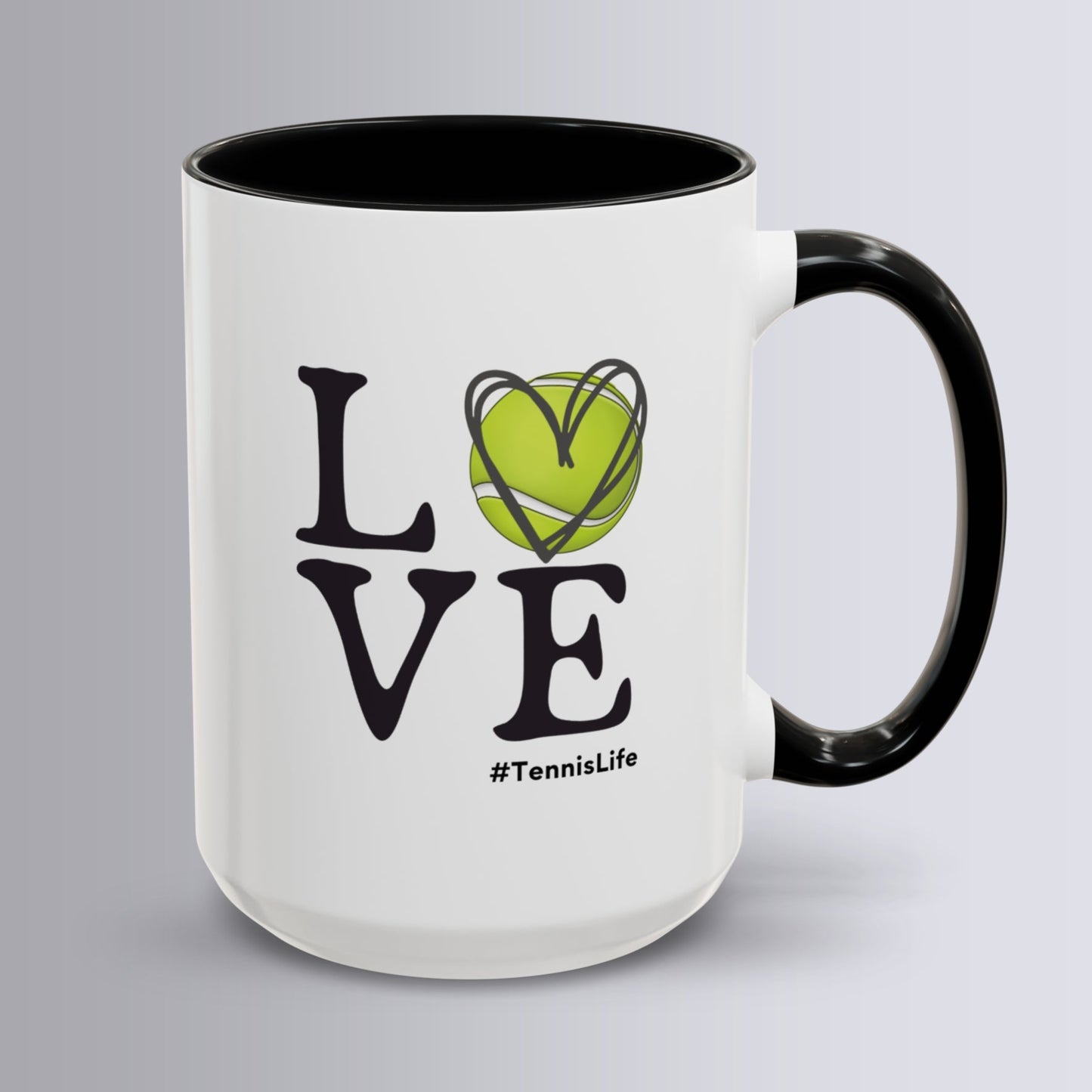 Love Tennis Coffee Mug 11oz & 15oz Heart Mug for Tennis Fans