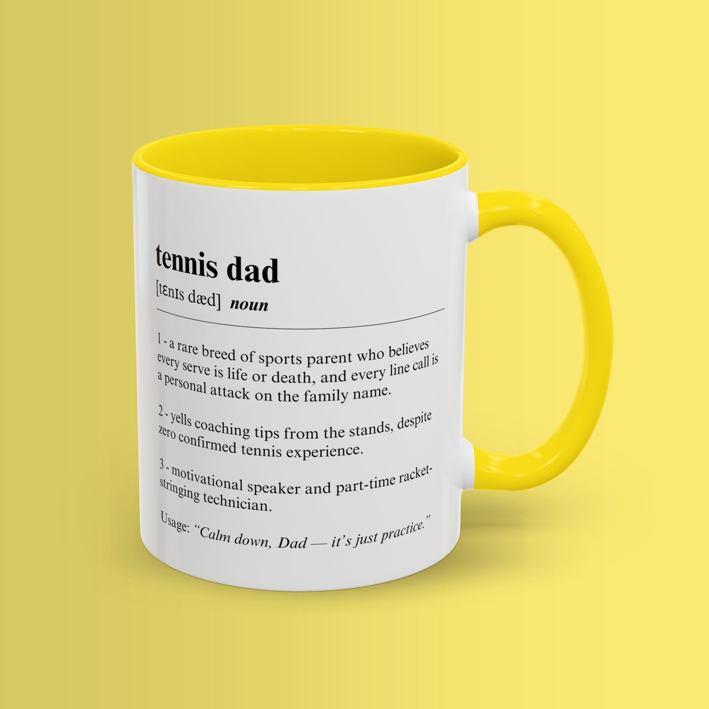 Tennis Dad Mug 11oz & 15oz Funny Dictionary Mug for Tennis Dad