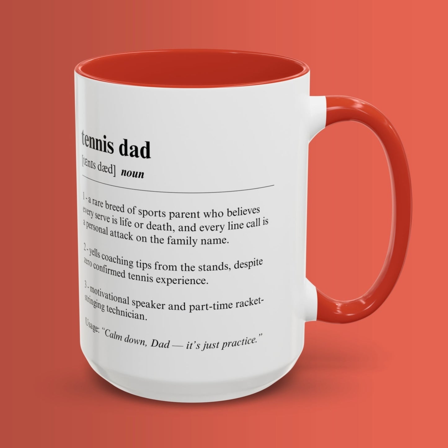 Tennis Dad Mug 11oz & 15oz Funny Dictionary Mug for Tennis Dad