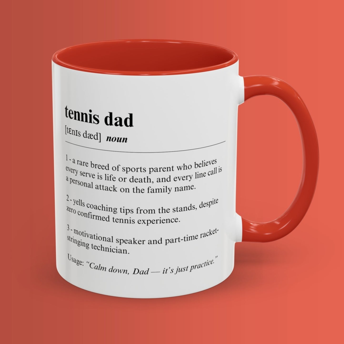 Tennis Dad Mug 11oz & 15oz Funny Dictionary Mug for Tennis Dad