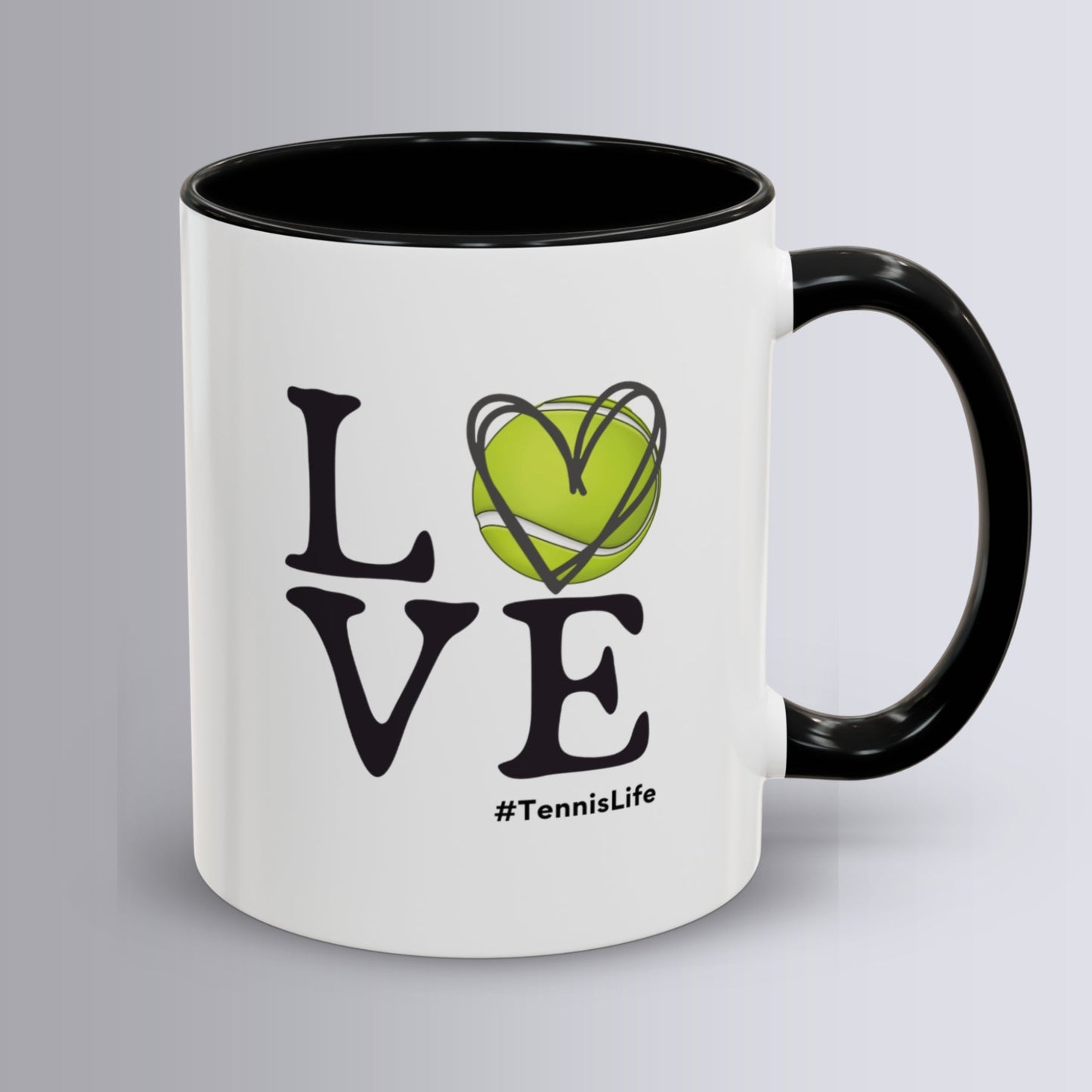 Love Tennis Coffee Mug 11oz & 15oz Heart Mug for Tennis Fans