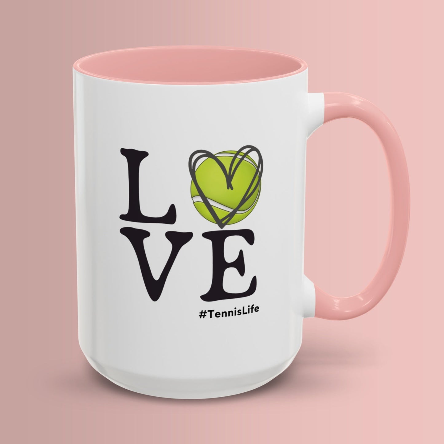 Love Tennis Coffee Mug 11oz & 15oz Heart Mug for Tennis Fans