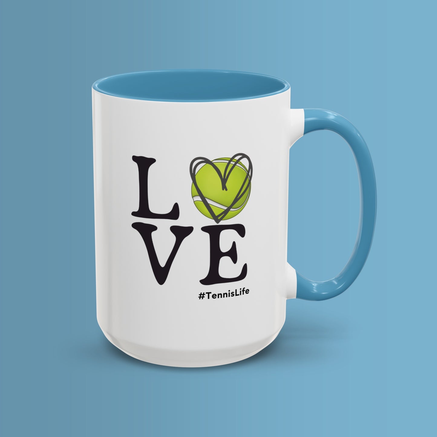 Love Tennis Coffee Mug 11oz & 15oz Heart Mug for Tennis Fans