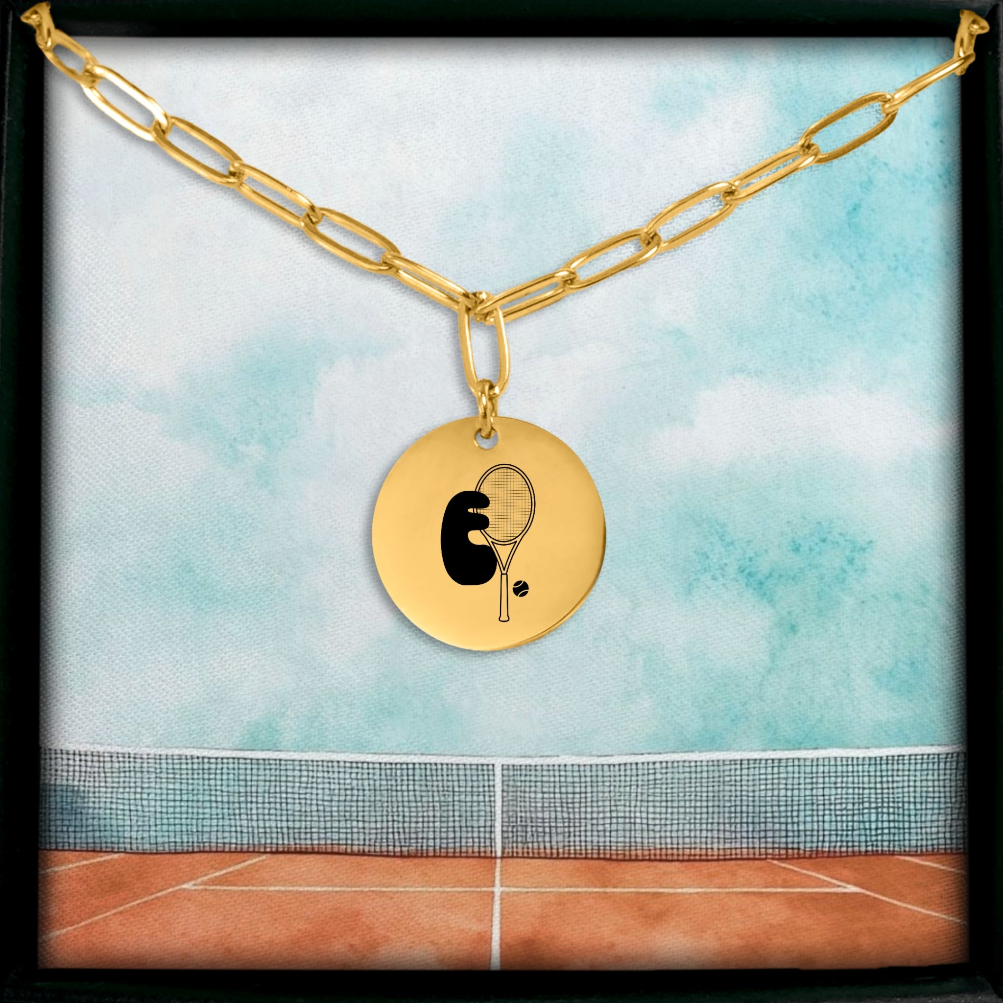 Tennis Bubble Monogram Necklace with Coin Pendant