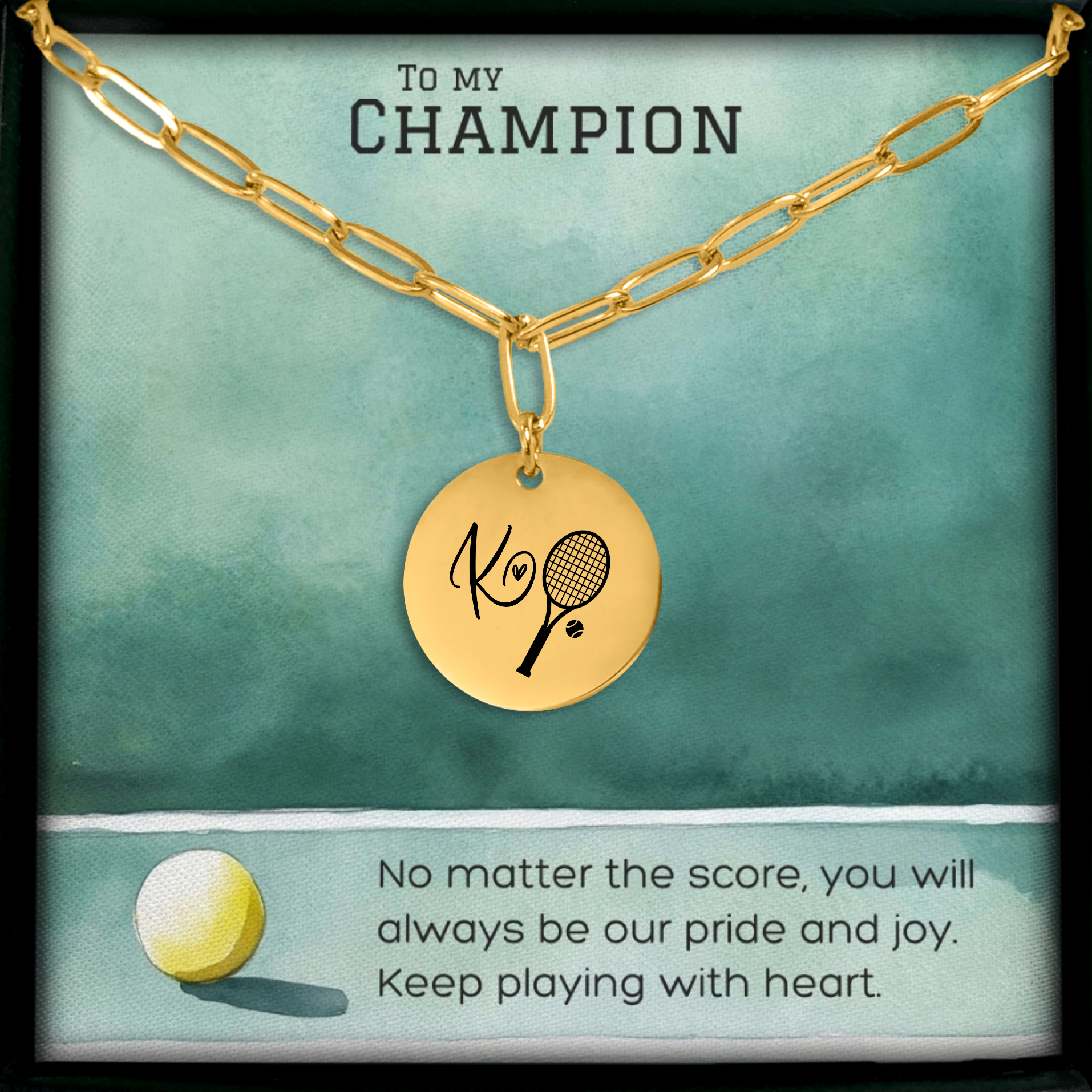 Personalized Tennis Heart Monogram Necklace