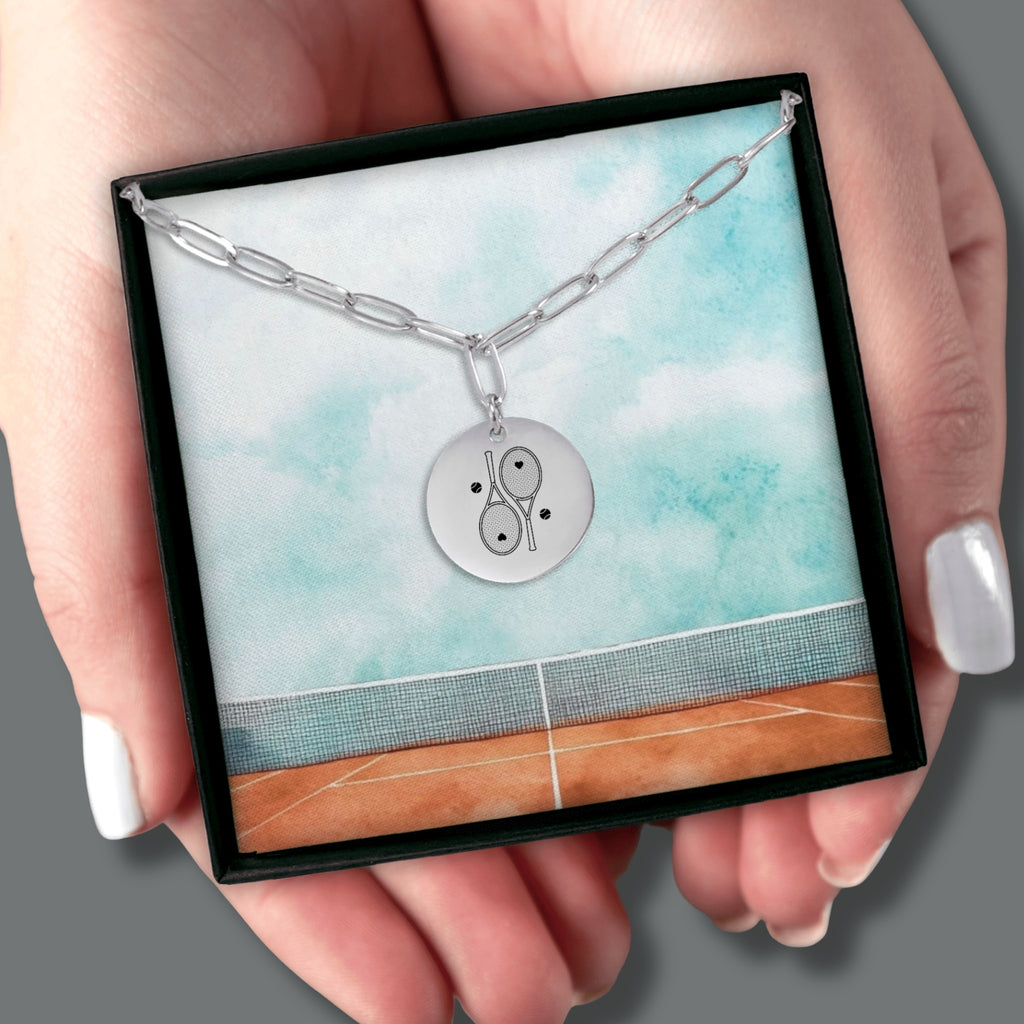Tennis Necklace 2 Heart Racquets