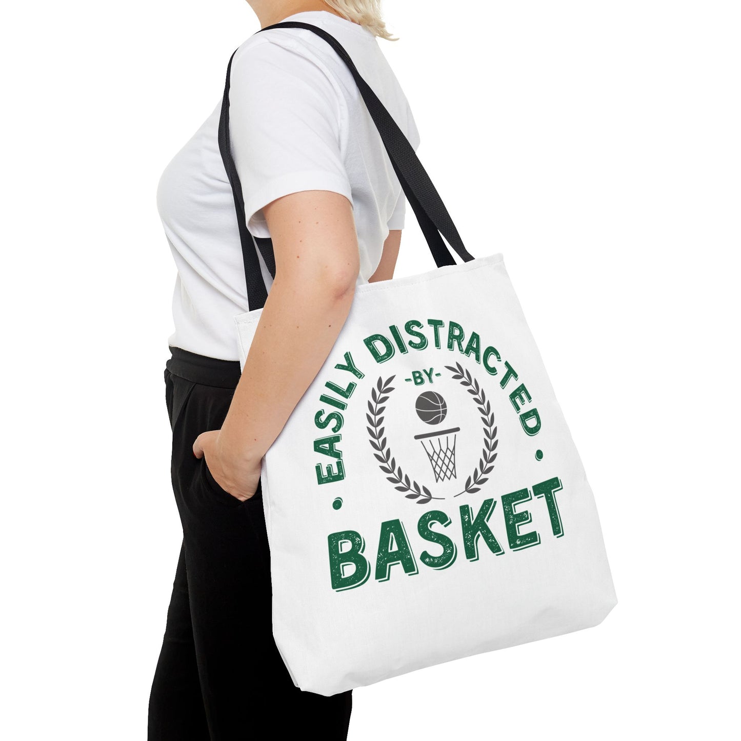 Basket Tote Bag Easily Distracted by Basket Funny Bag for Basketball Lovers