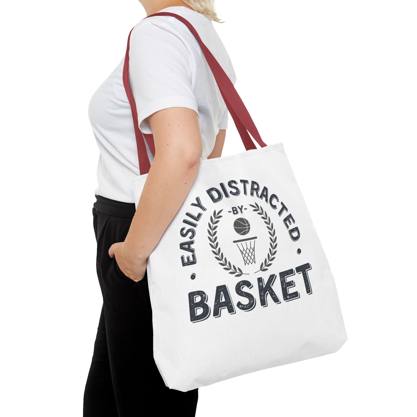 Basket Tote Bag Easily Distracted by Basket Funny Bag for Basketball Lovers