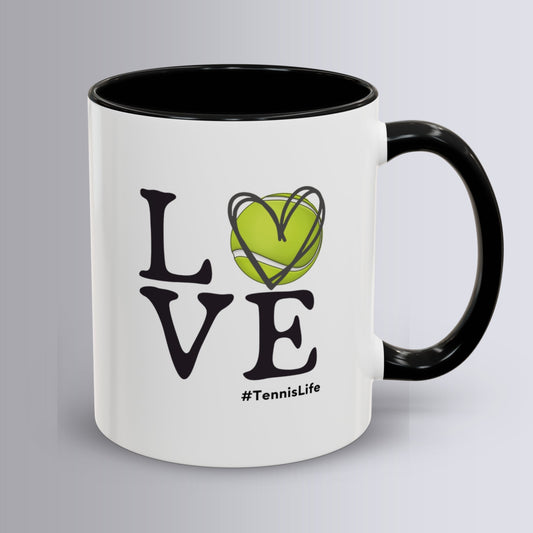 Love Tennis Coffee Mug 11oz & 15oz Heart Mug for Tennis Fans