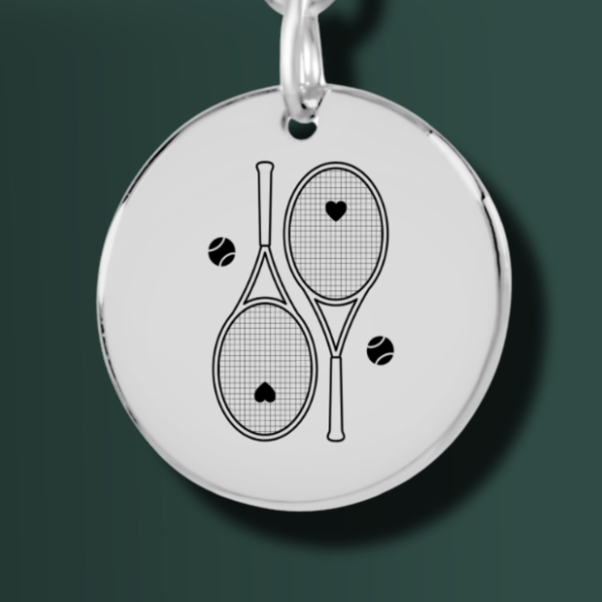 Tennis Keyring 2 Heart Racquets
