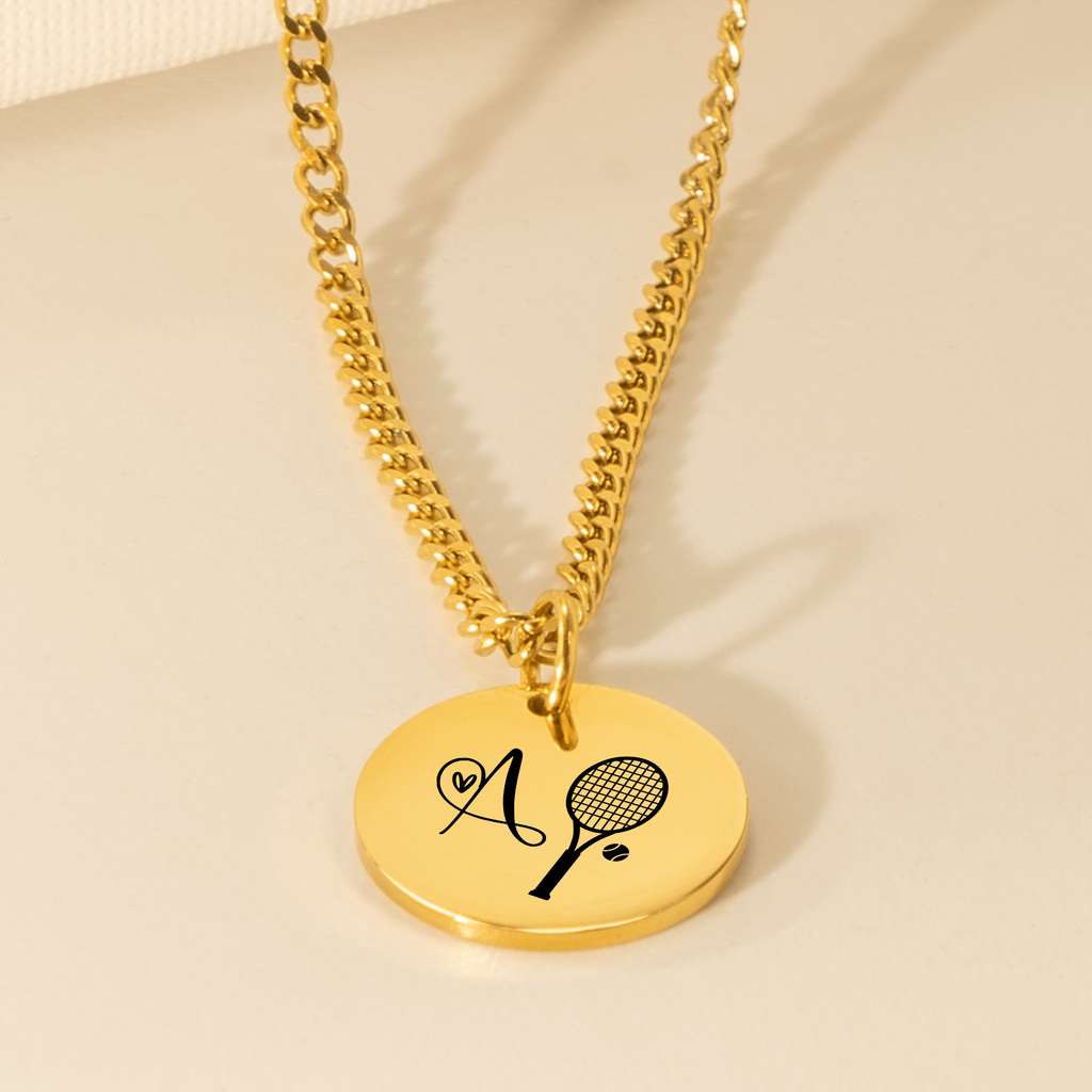 Personalized Tennis Heart Monogram Necklace