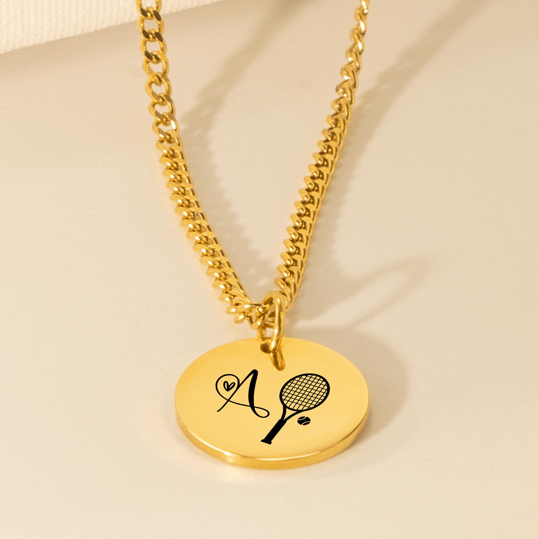 Personalized Tennis Heart Monogram Necklace