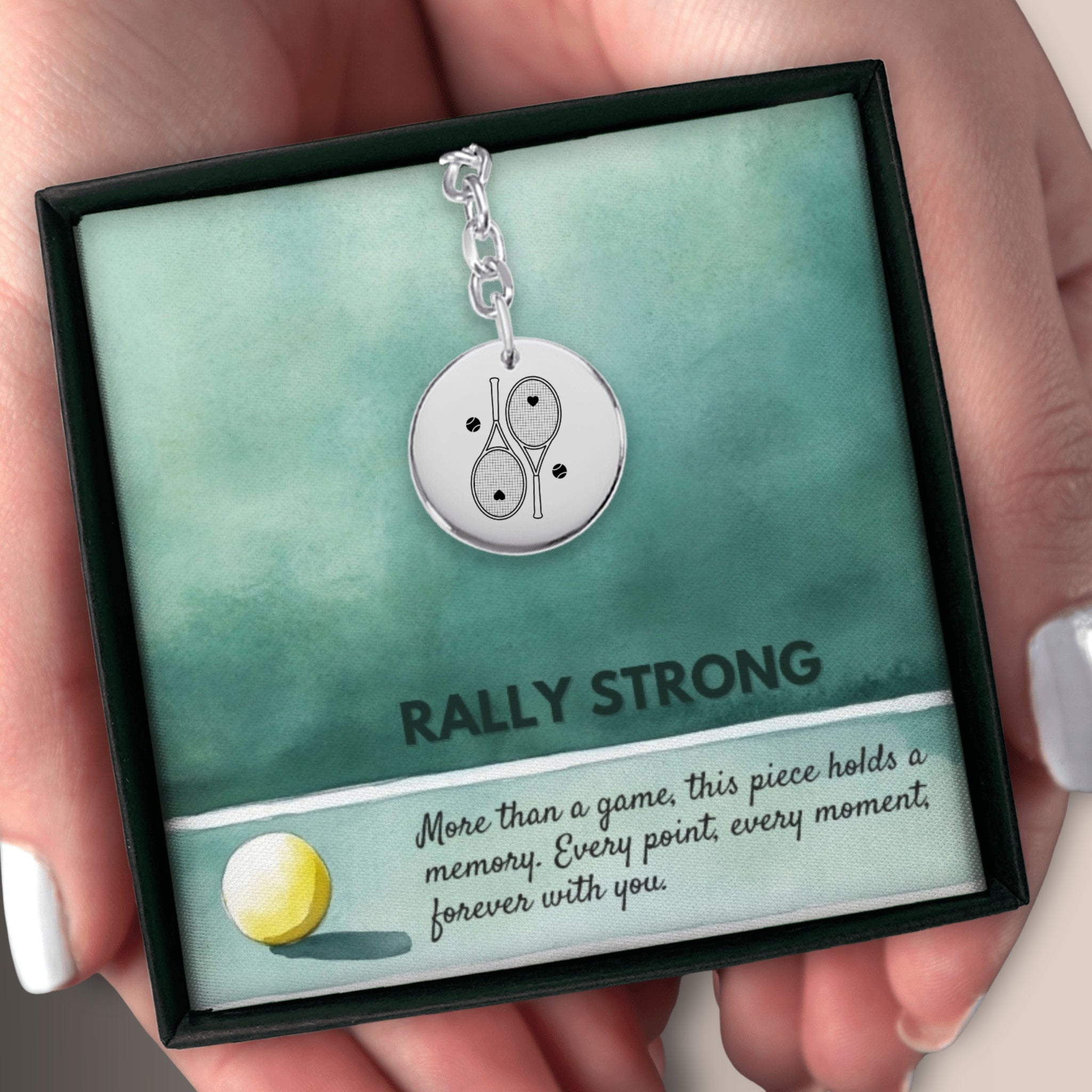 Tennis Keyring 2 Heart Racquets