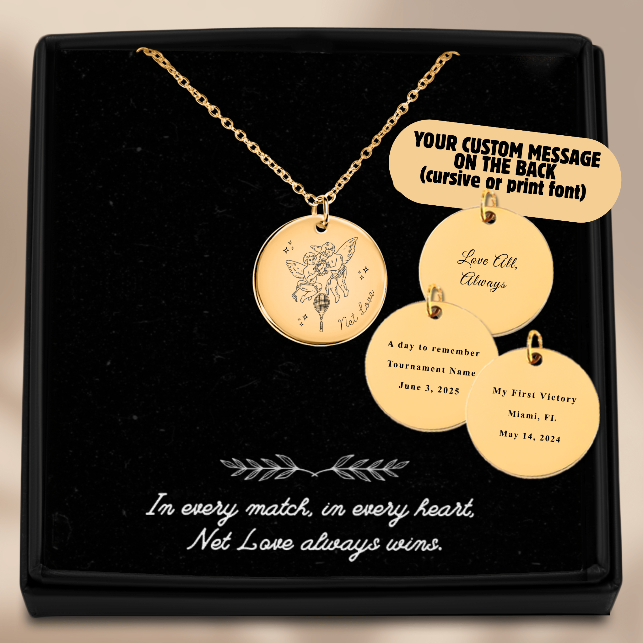 Tennis Pendant Necklace Net Love Angels