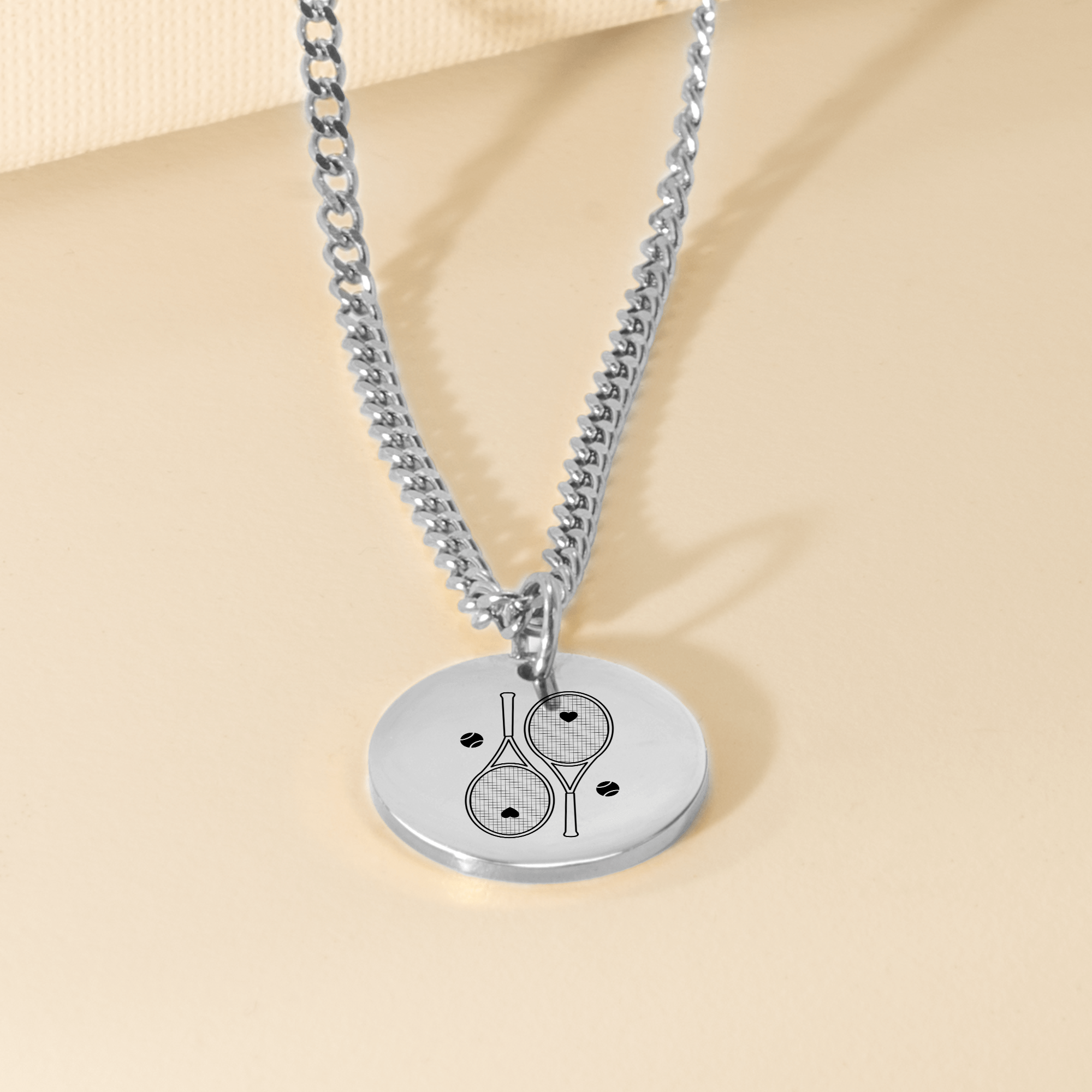 Tennis Necklace 2 Heart Racquets