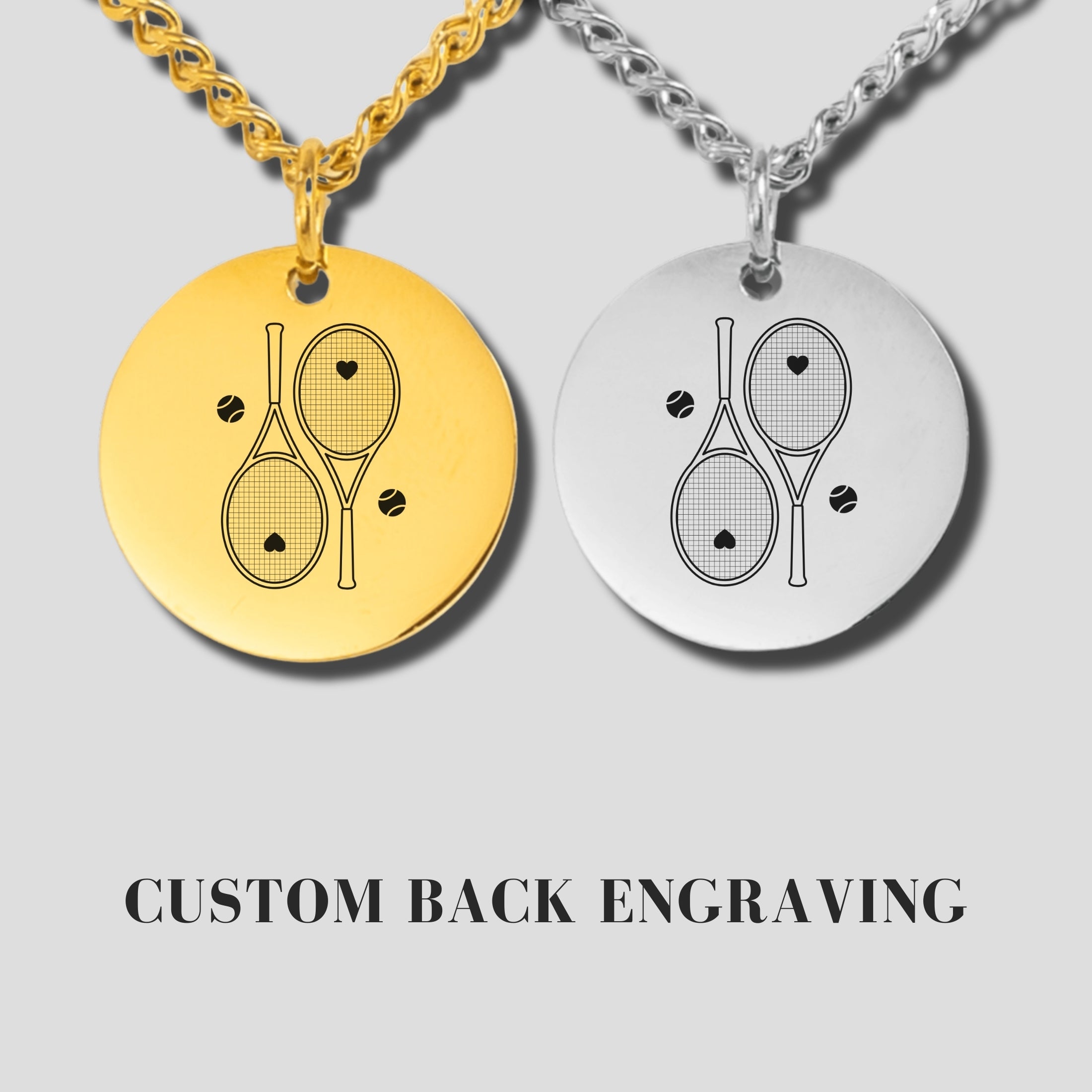 Tennis Necklace 2 Heart Racquets