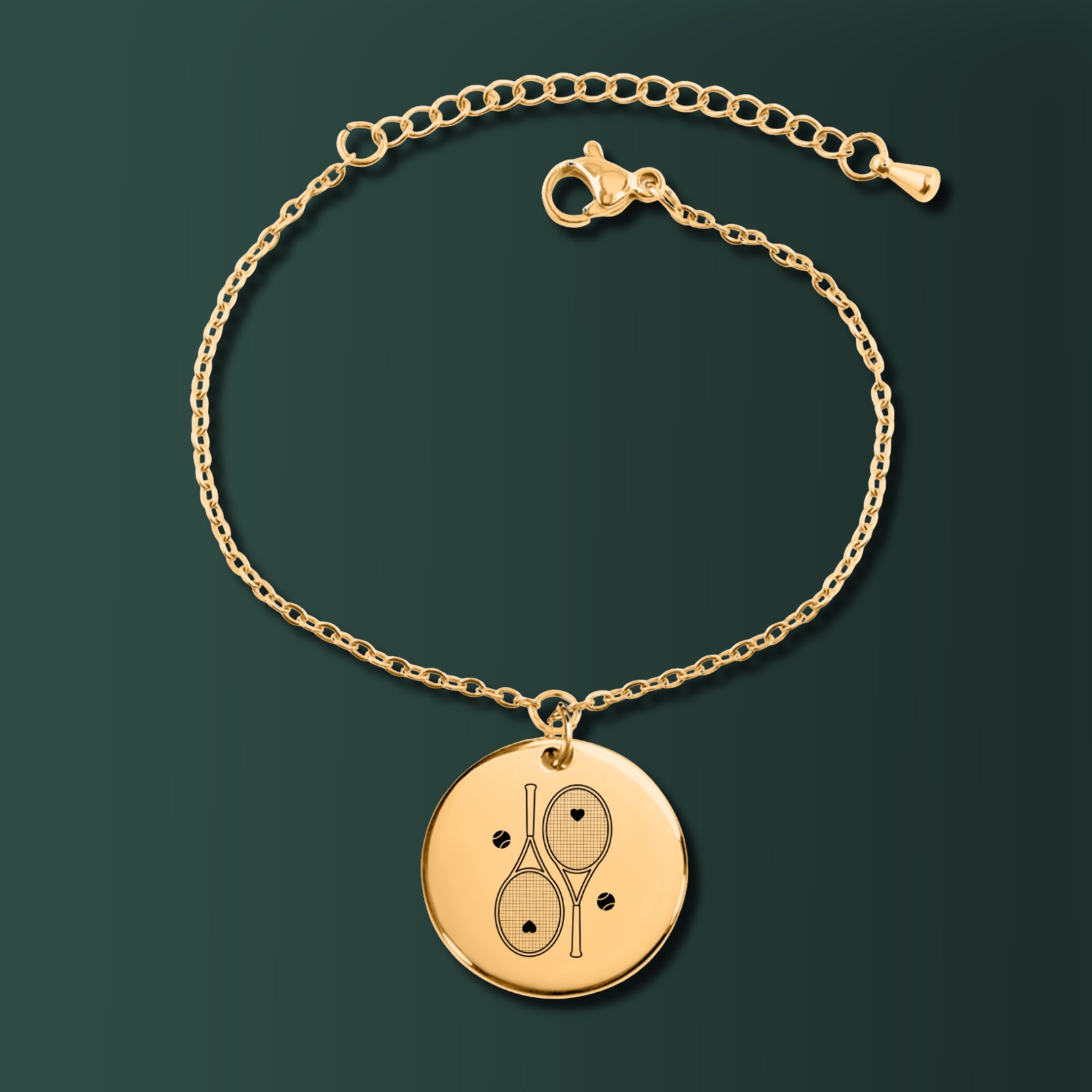 Tennis Bracelet 2 Heart Racquets