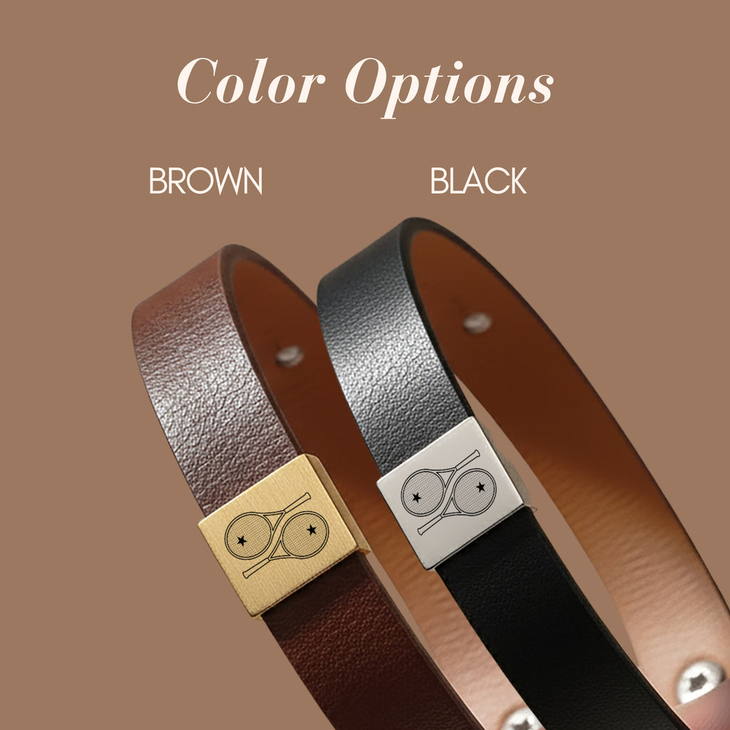 Men's Leather Bracelet 2 Tennis Racquets