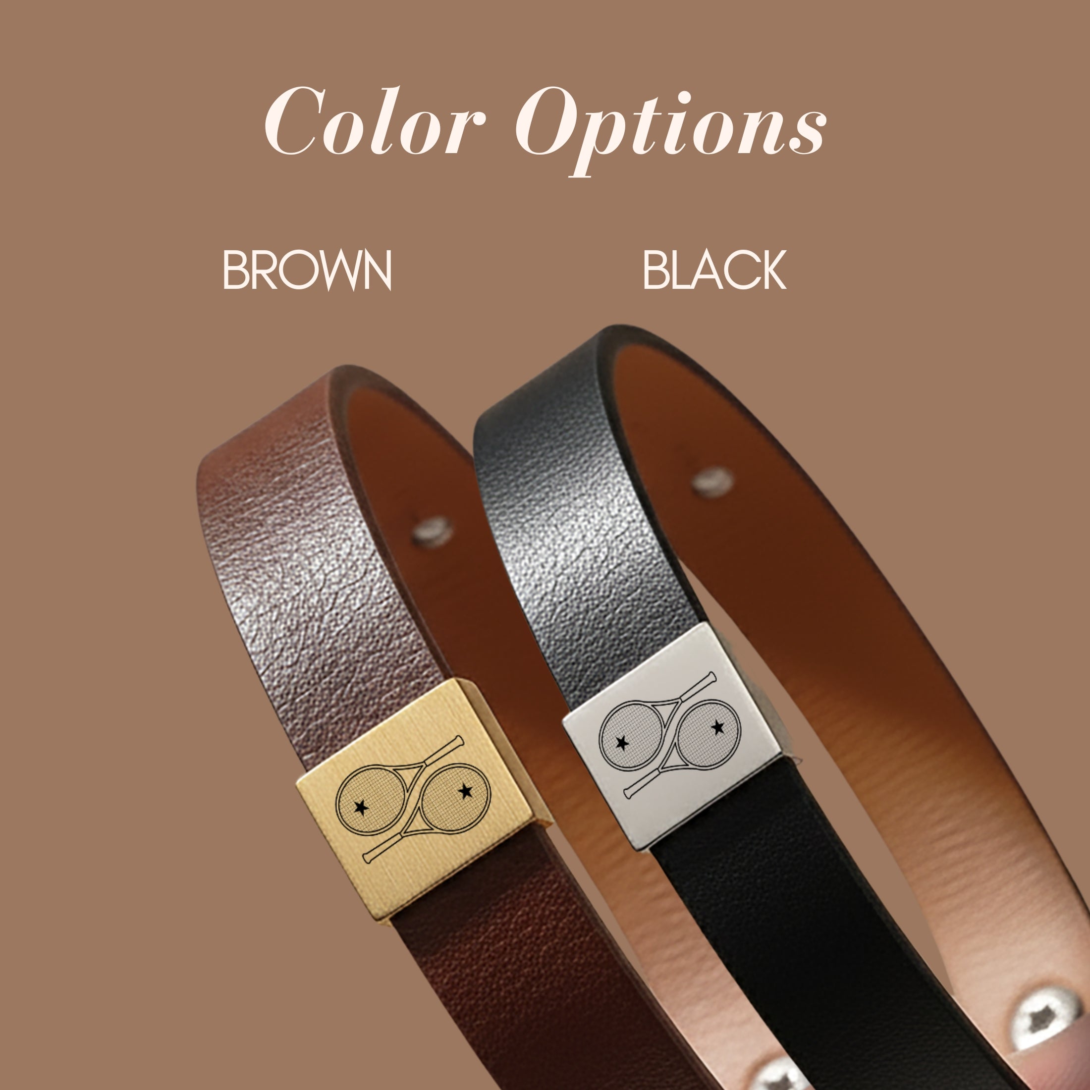 Men's Leather Bracelet 2 Tennis Racquets