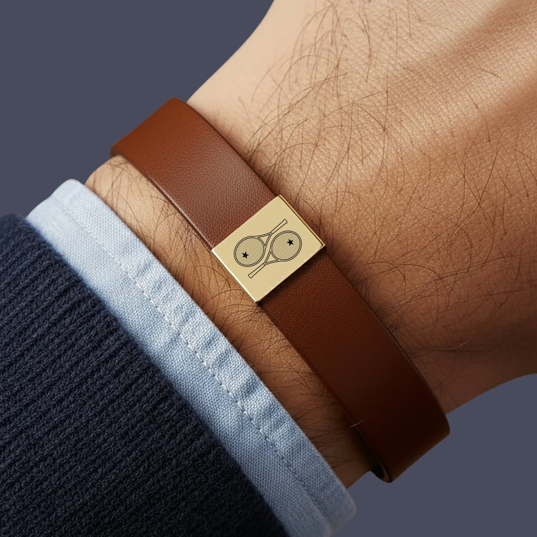 Men's Leather Bracelet 2 Tennis Racquets