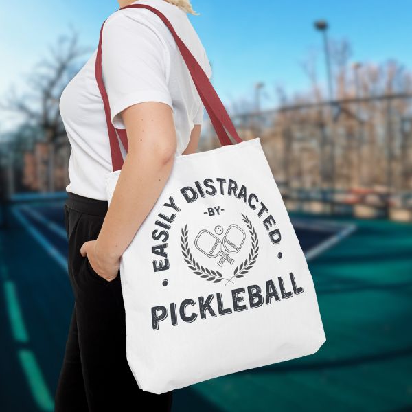 Pickleball Tote Bag Easily Distracted by Pickleball Funny Bag for Pickleball Tennis Lovers