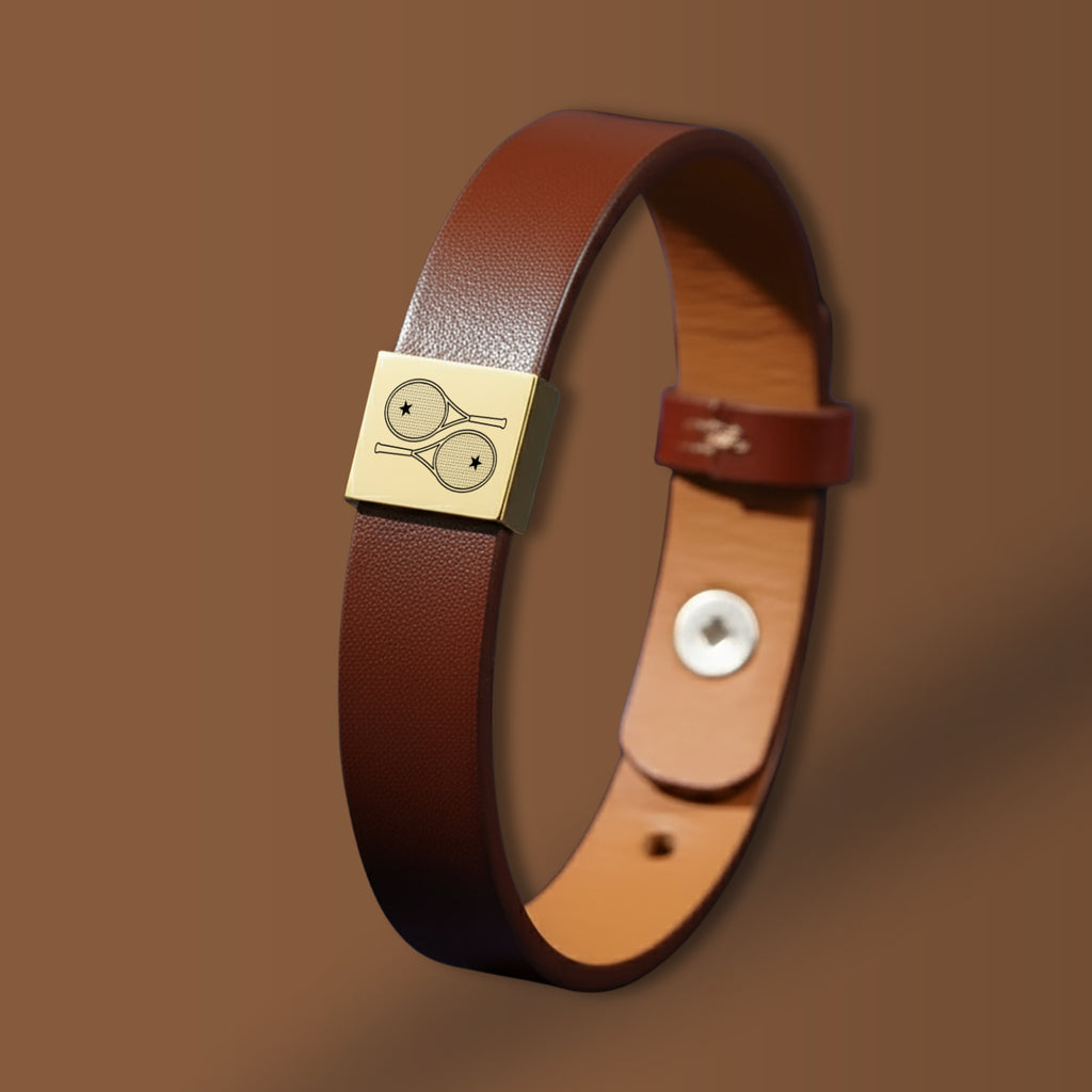 Men's Leather Bracelet 2 Tennis Racquets