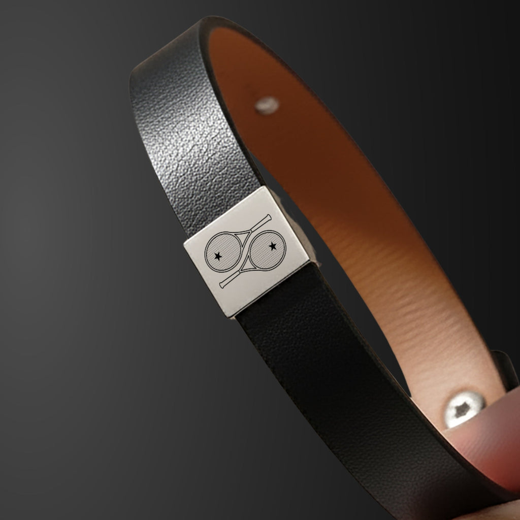 Men's Leather Bracelet 2 Tennis Racquets