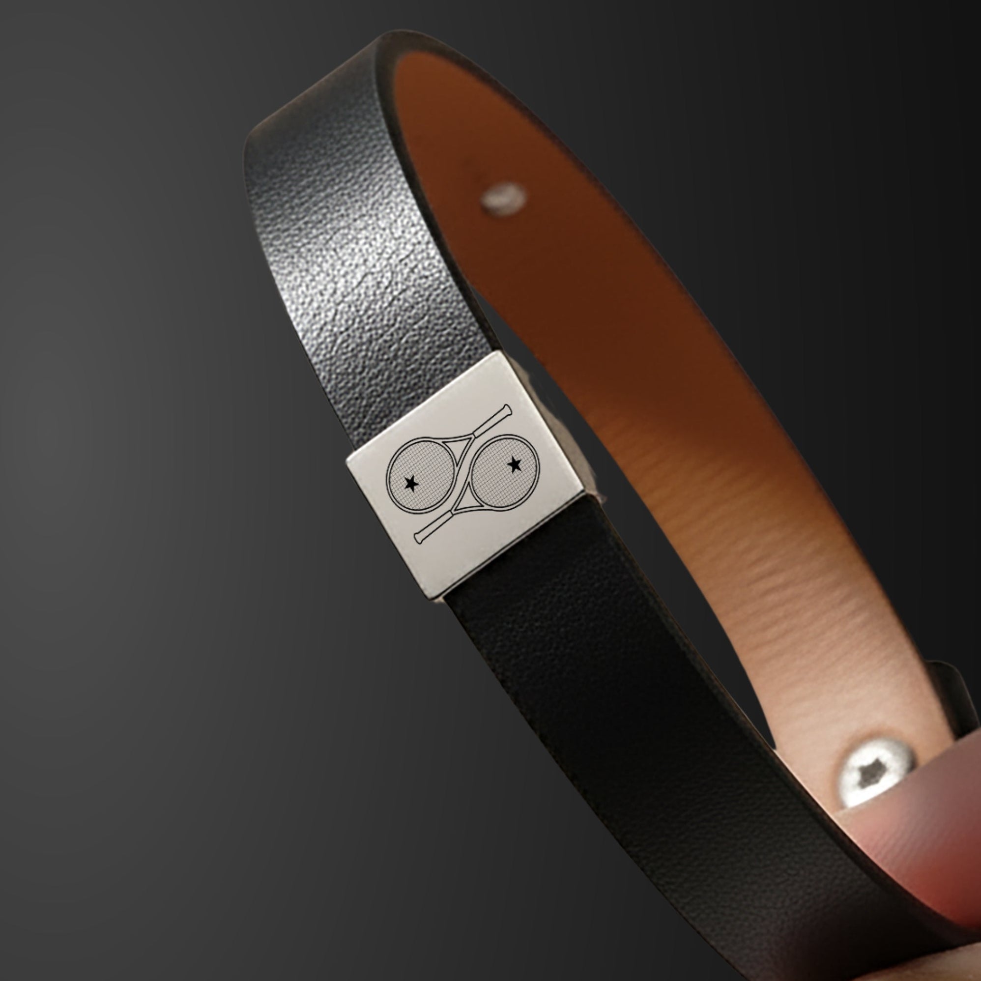 Men's Leather Bracelet 2 Tennis Racquets