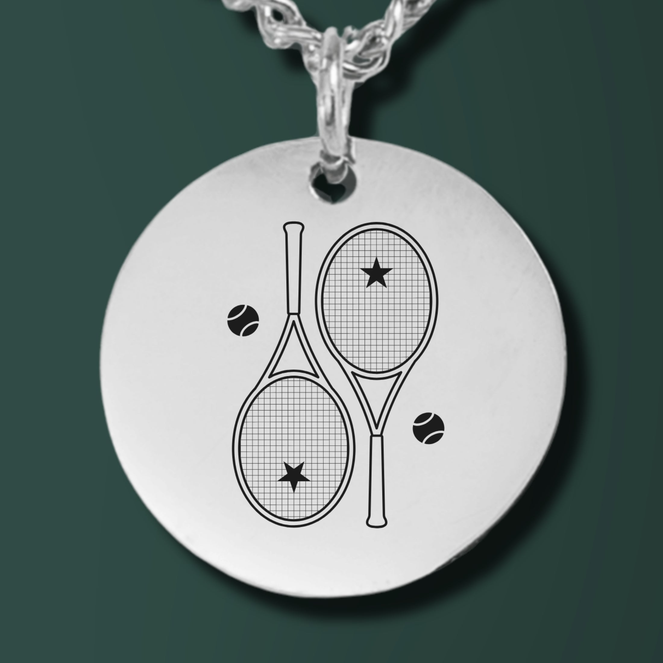 Tennis Necklace 2 Star Racquets