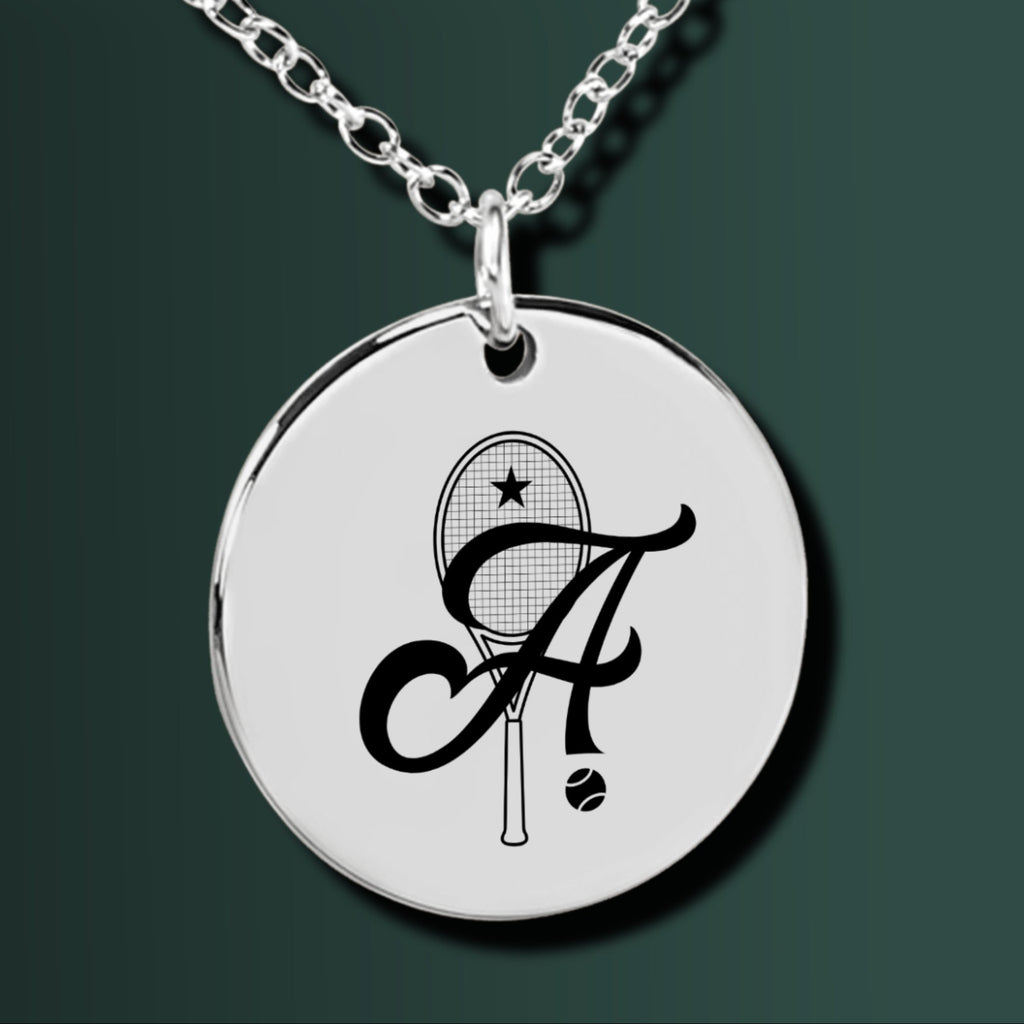 Retro Monogram Tennis Necklace Coin Pendant