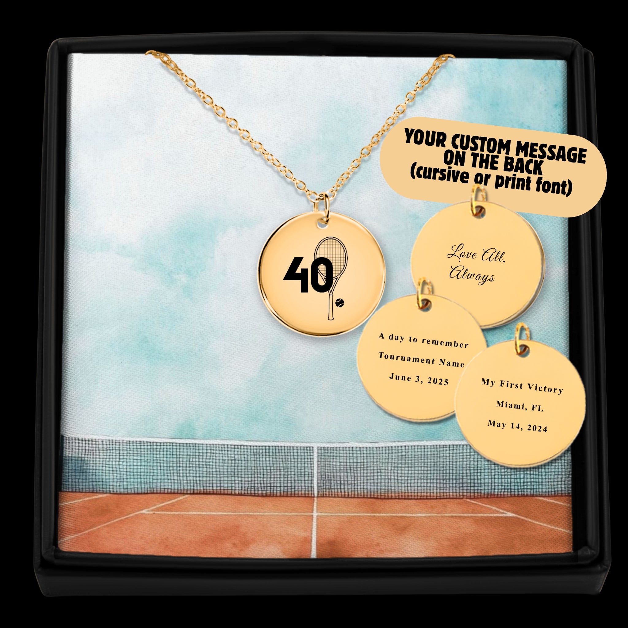 Custom Tennis Necklace My Lucky Number Coin Pendant