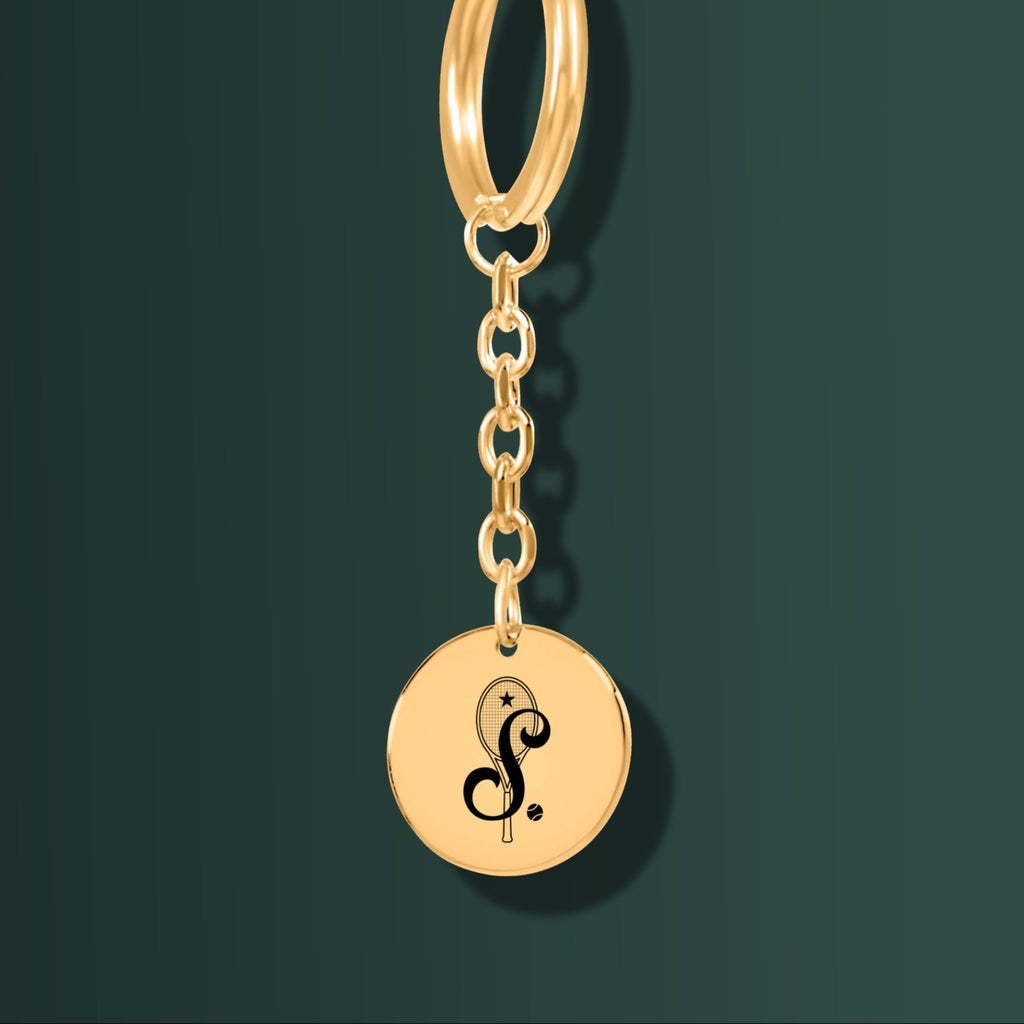 Retro Monogram Tennis Keychain