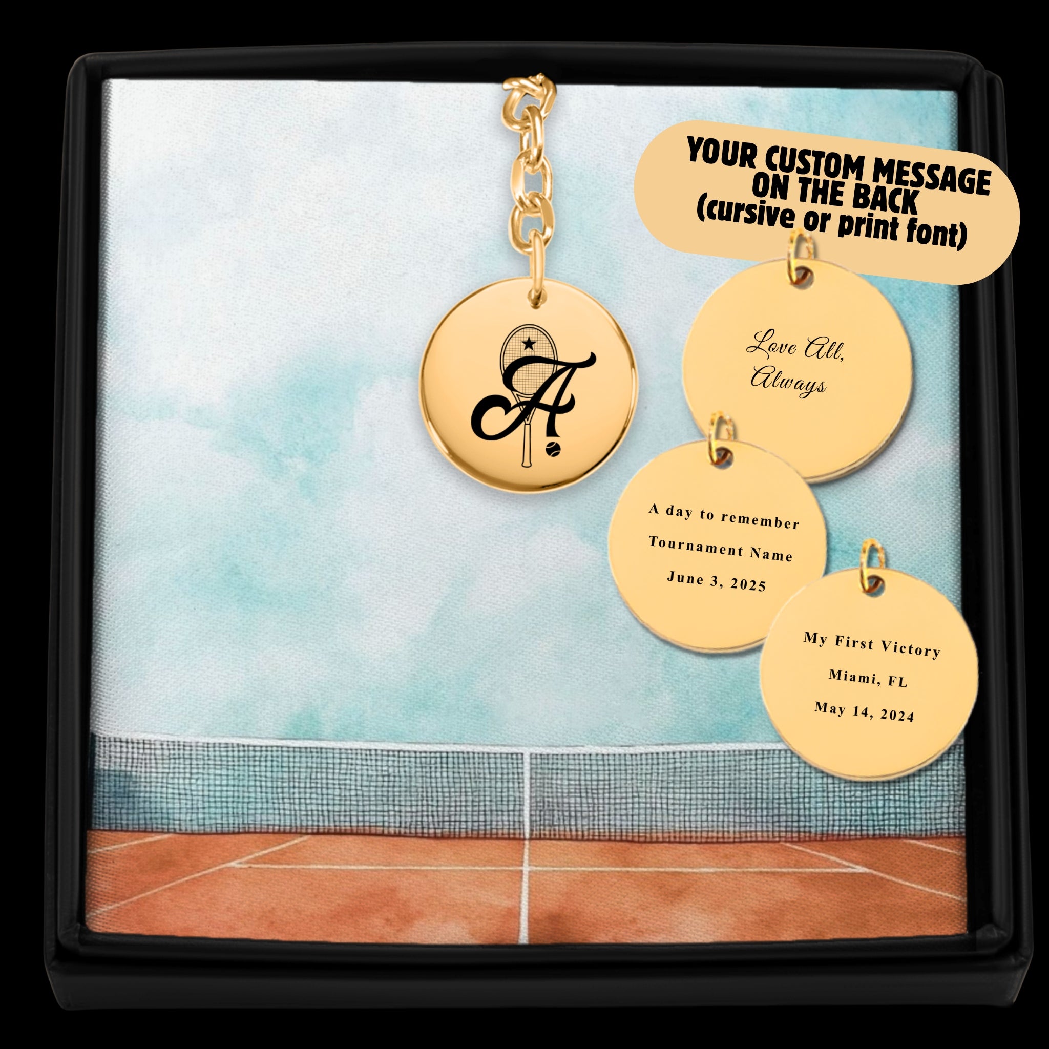 Retro Monogram Tennis Keychain