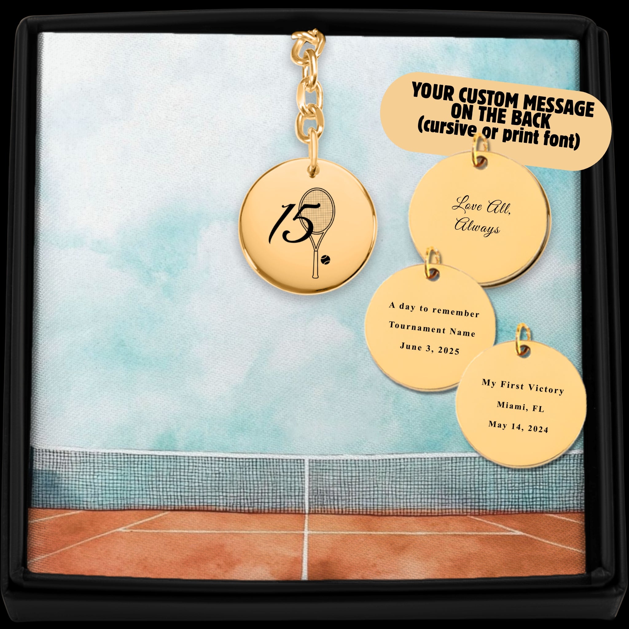 Custom Tennis Keychain My Lucky Number