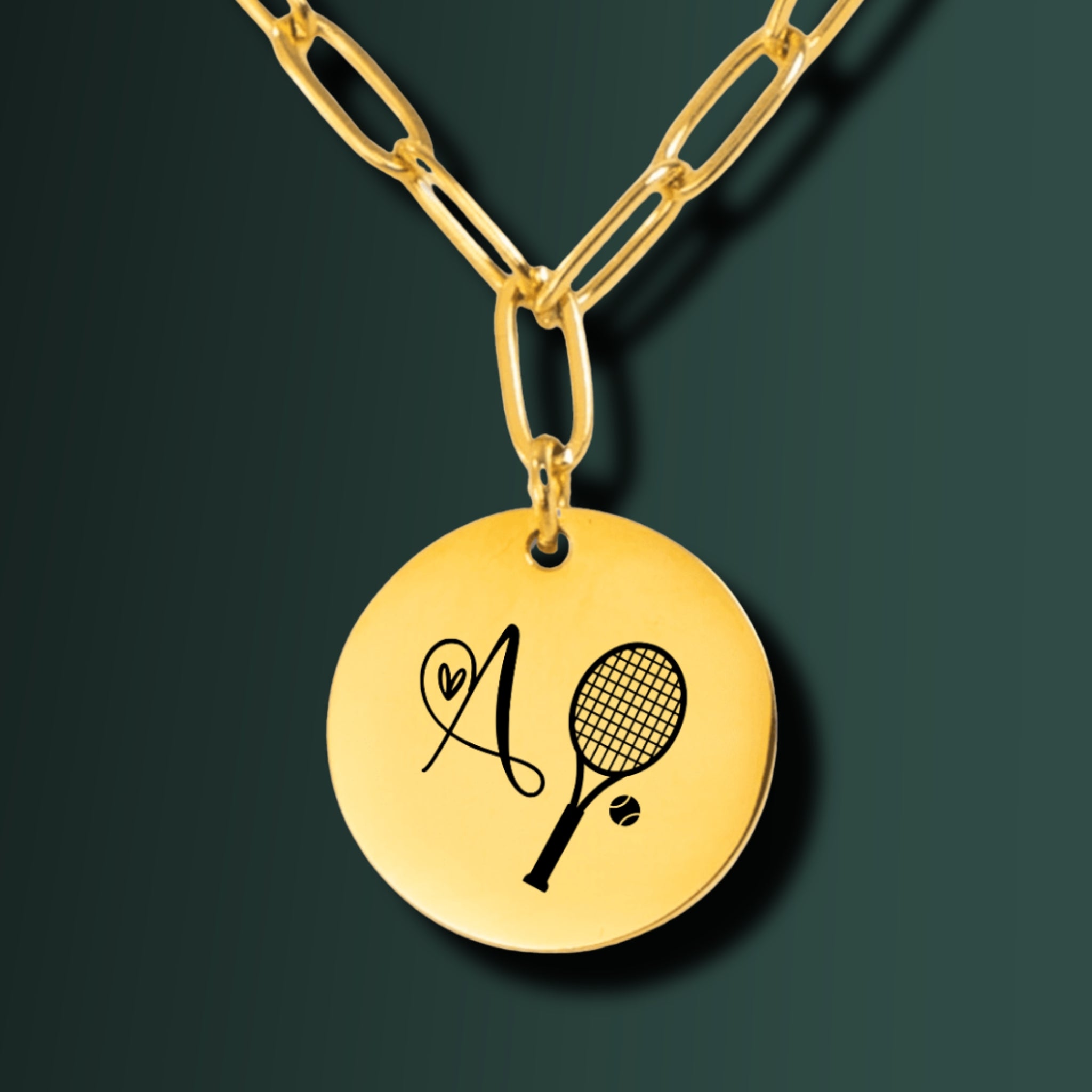Personalized Tennis Heart Monogram Necklace