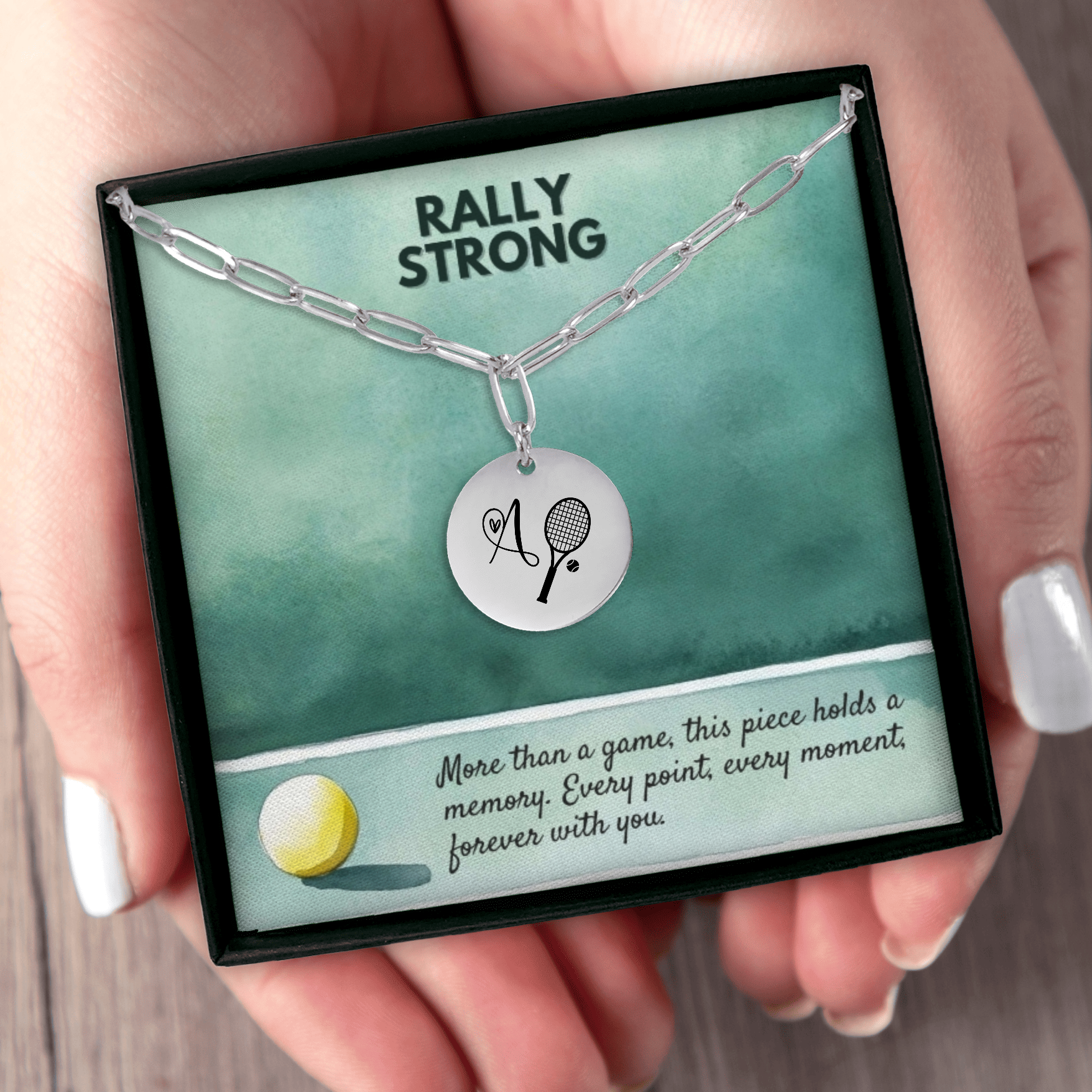 Personalized Tennis Heart Monogram Necklace