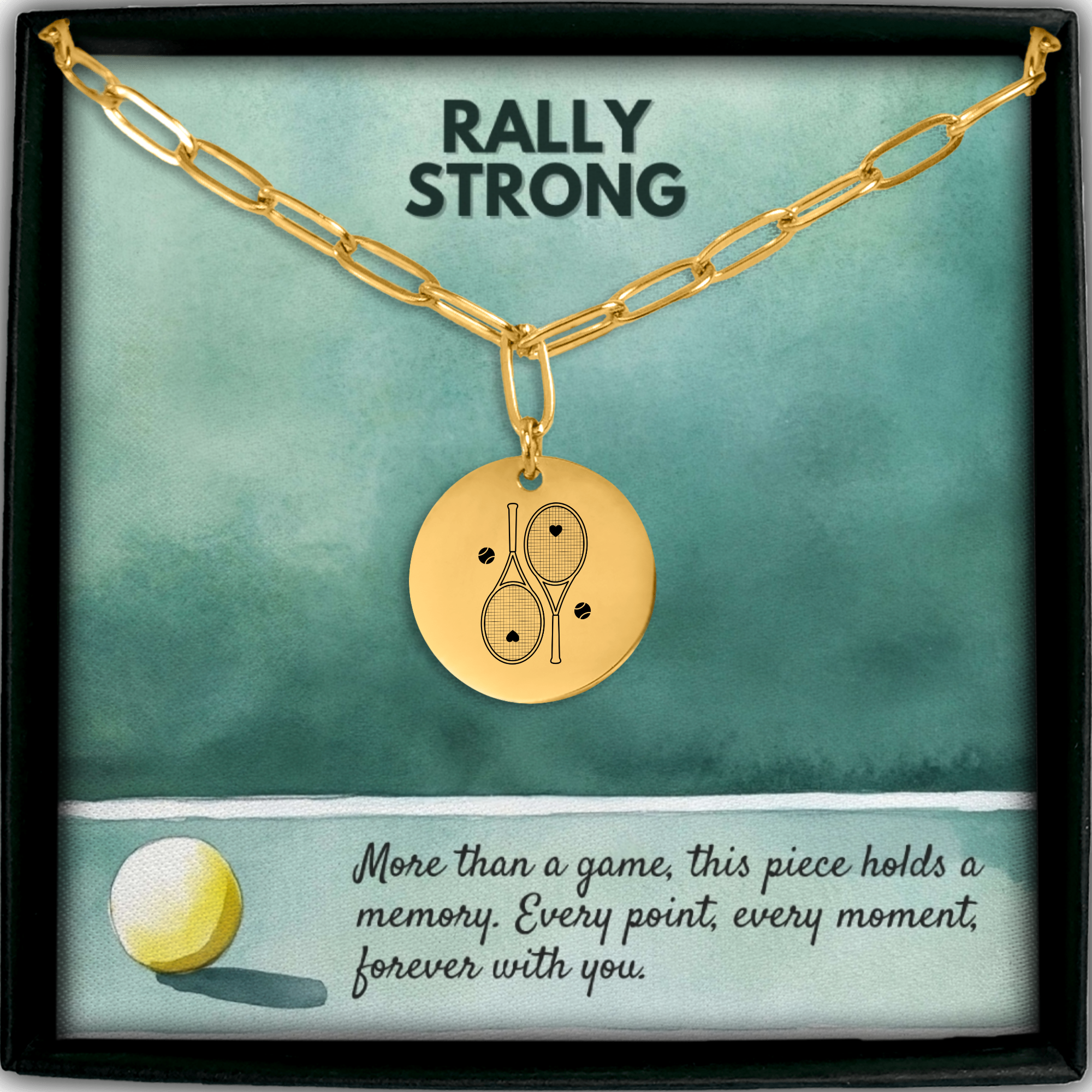 Tennis Necklace 2 Heart Racquets