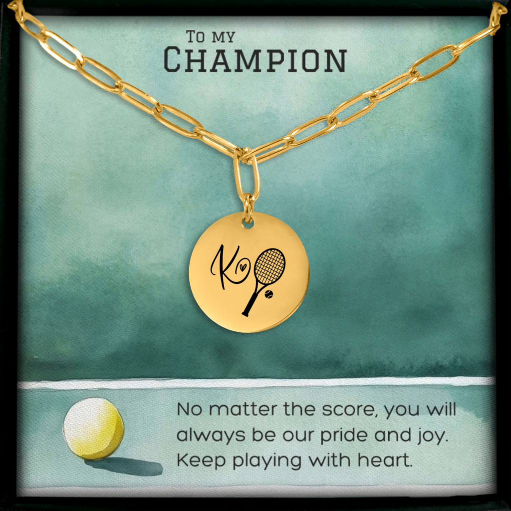 Personalized Tennis Heart Monogram Necklace