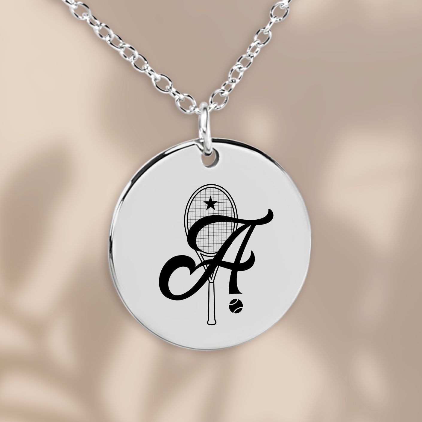 Tennis Retro Monogram Necklace with Coin Pendant