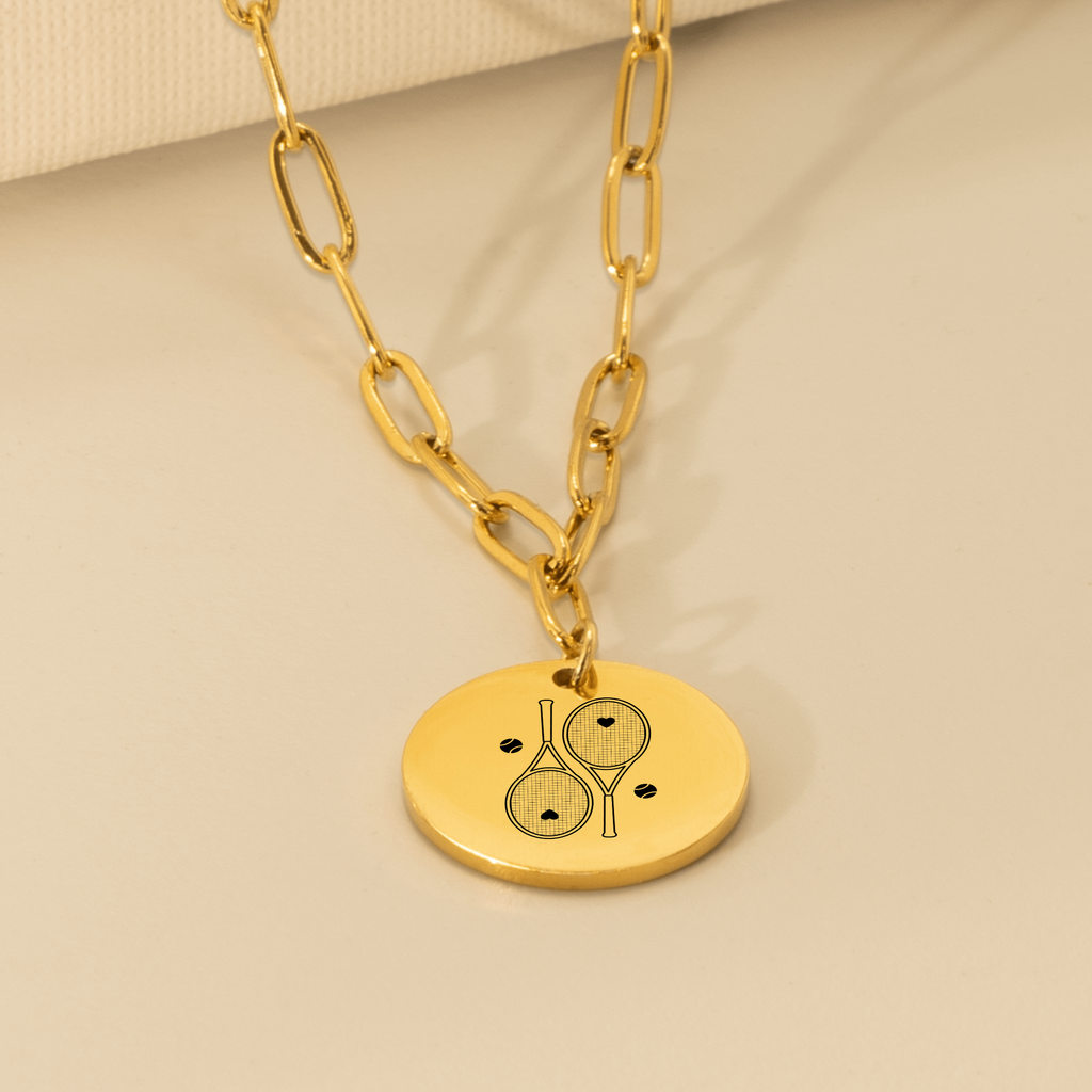 Tennis Necklace 2 Heart Racquets