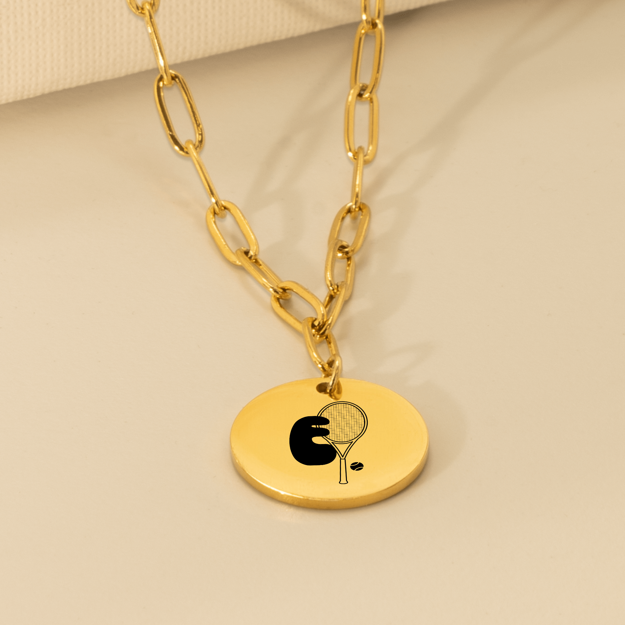 Tennis Bubble Monogram Necklace with Coin Pendant