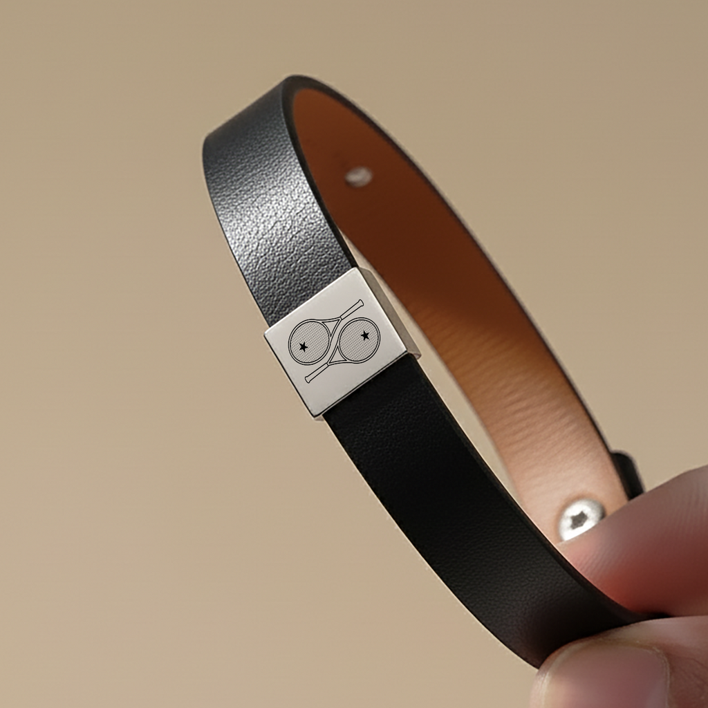 Men's Leather Bracelet 2 Tennis Racquets