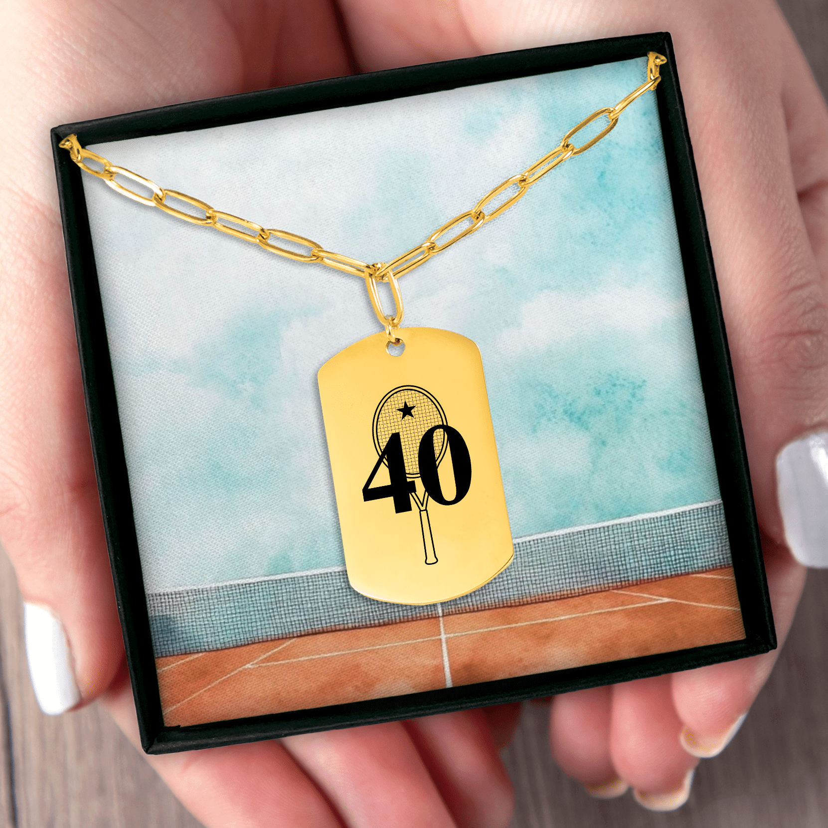 Custom Tennis Necklace My Lucky Number Tag Pendant