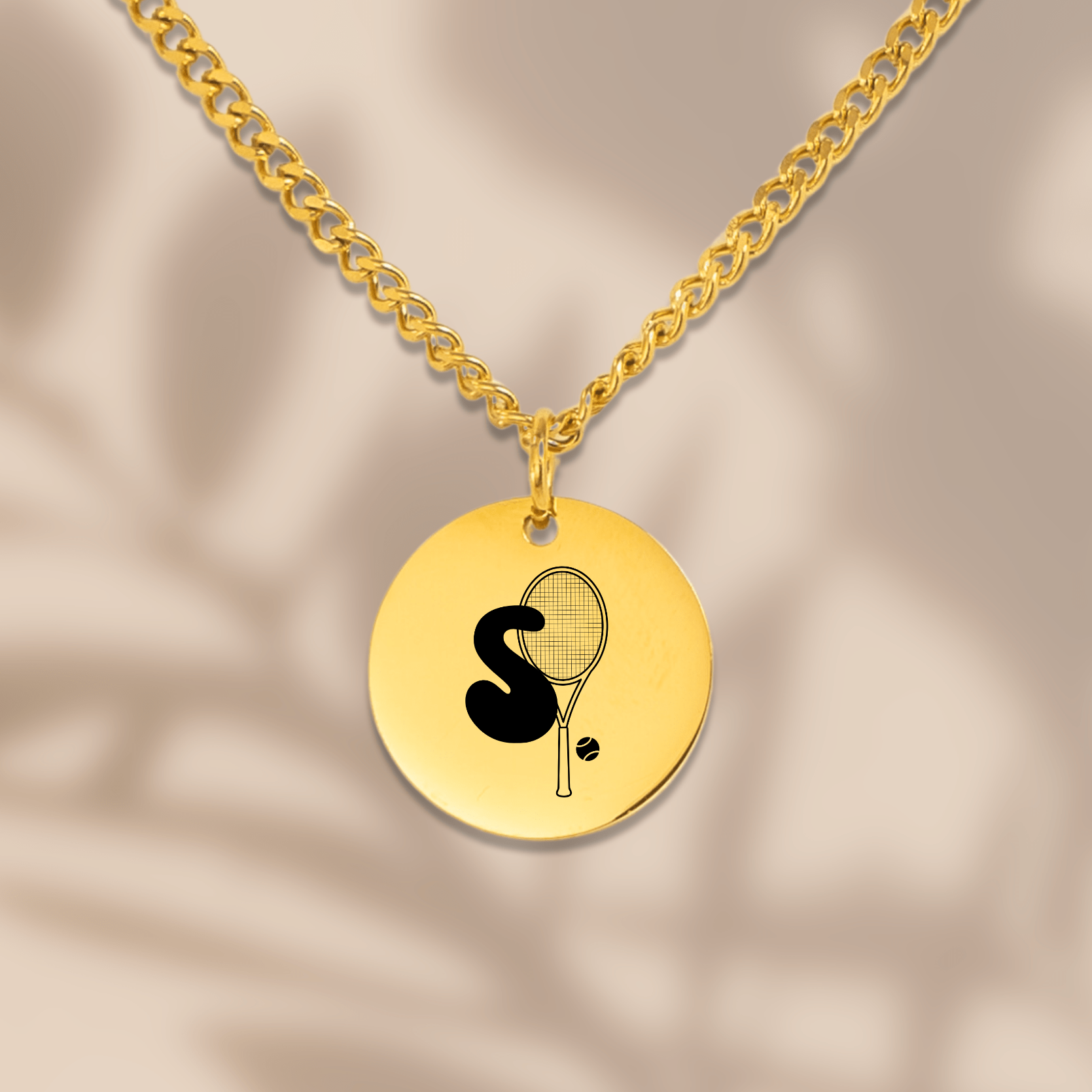 Tennis Bubble Monogram Necklace with Coin Pendant