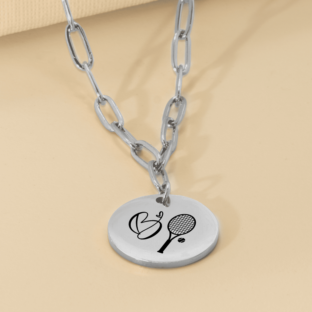 Personalized Tennis Heart Monogram Necklace