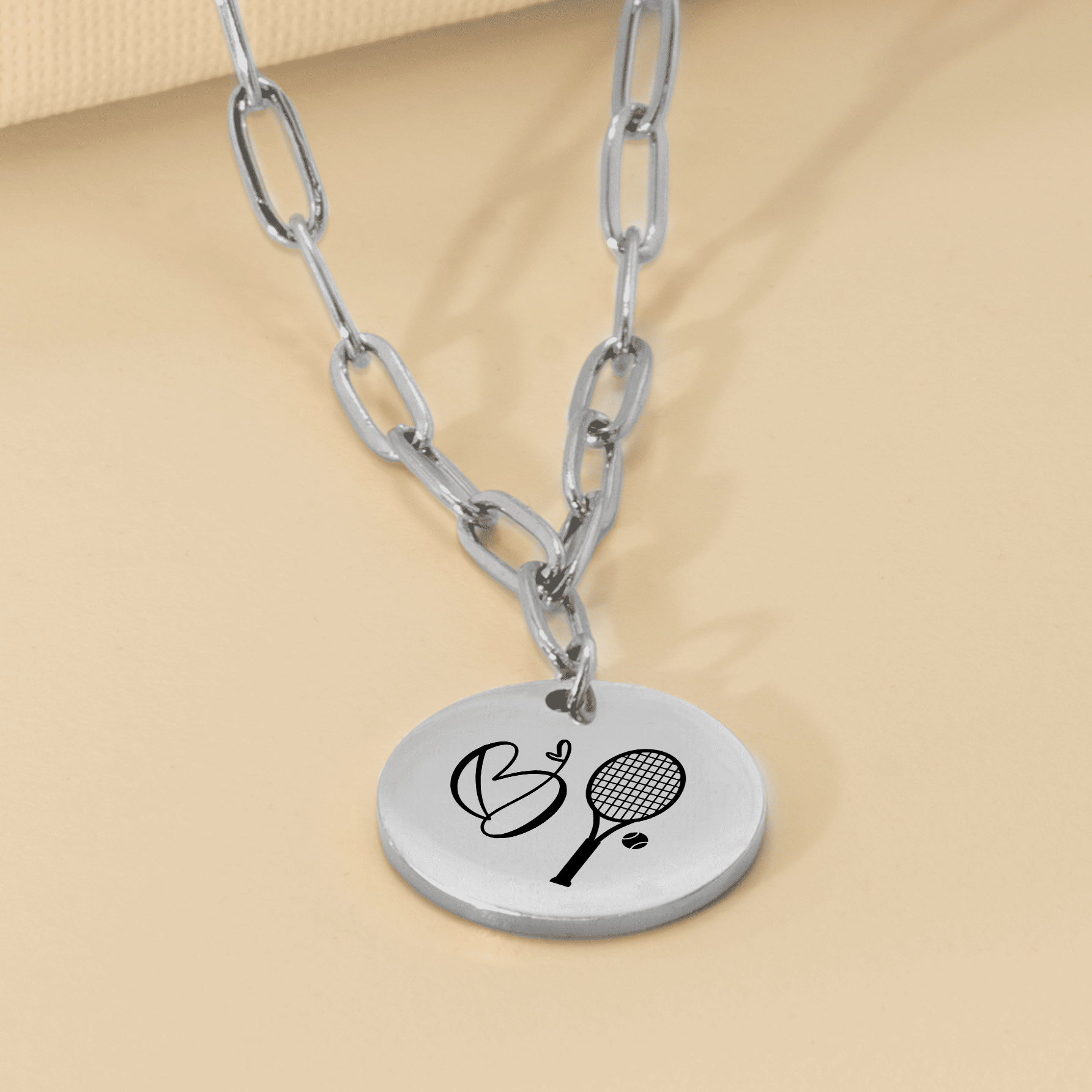 Personalized Tennis Heart Monogram Necklace