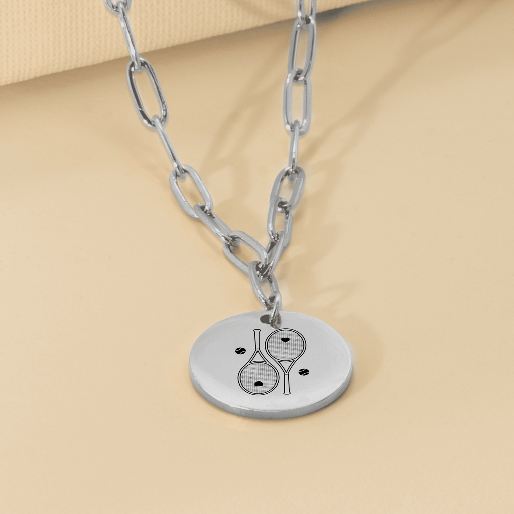 Tennis Necklace 2 Heart Racquets