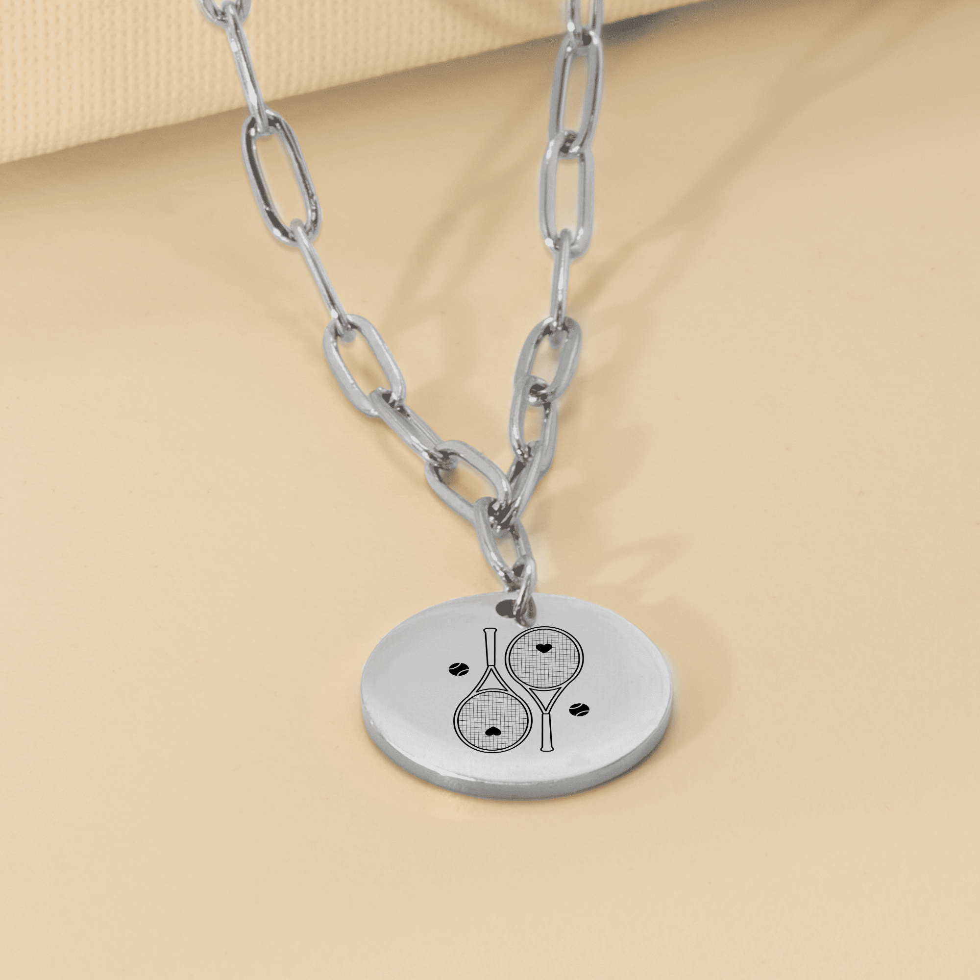 Tennis Necklace 2 Heart Racquets