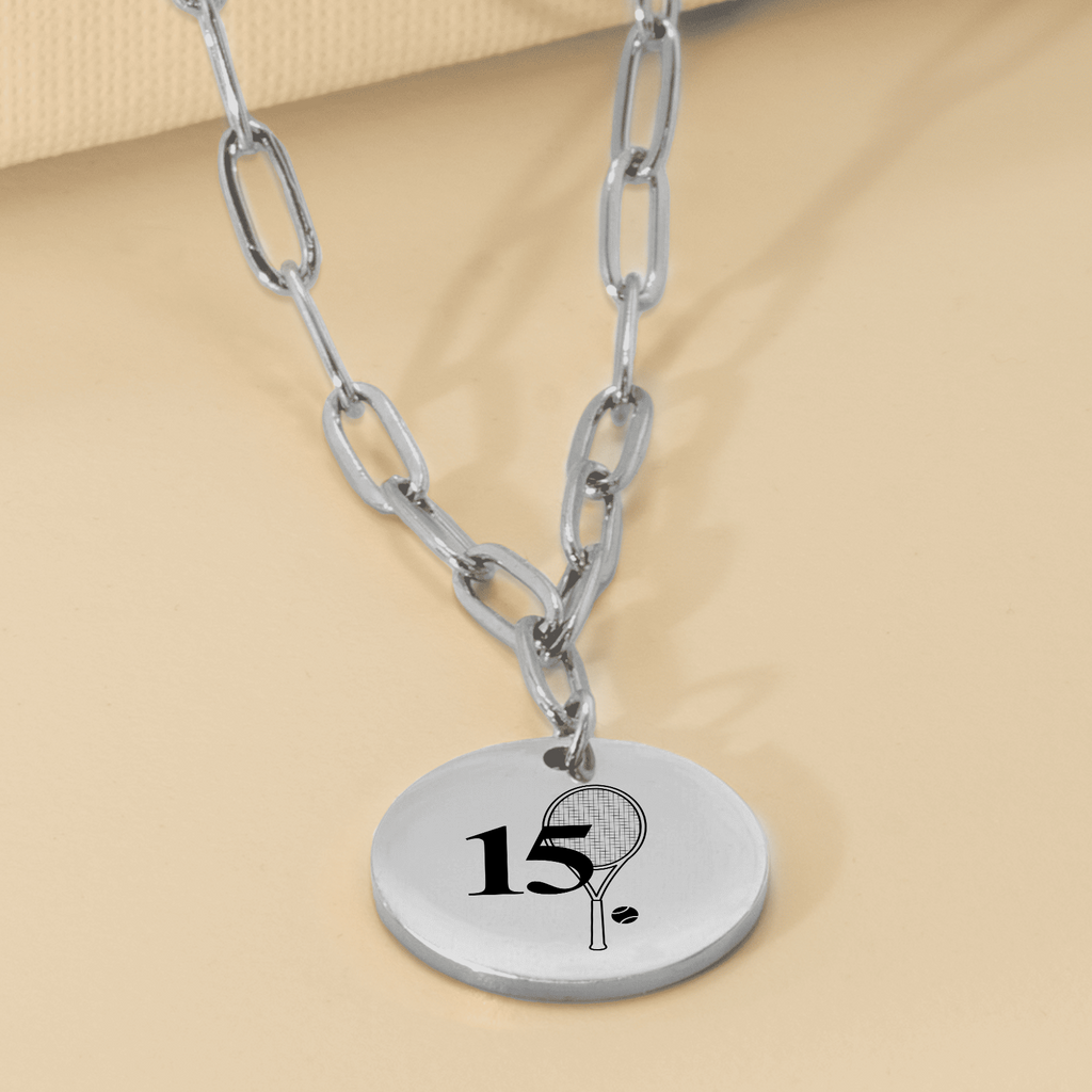 Custom Tennis Necklace My Lucky Number Coin Pendant
